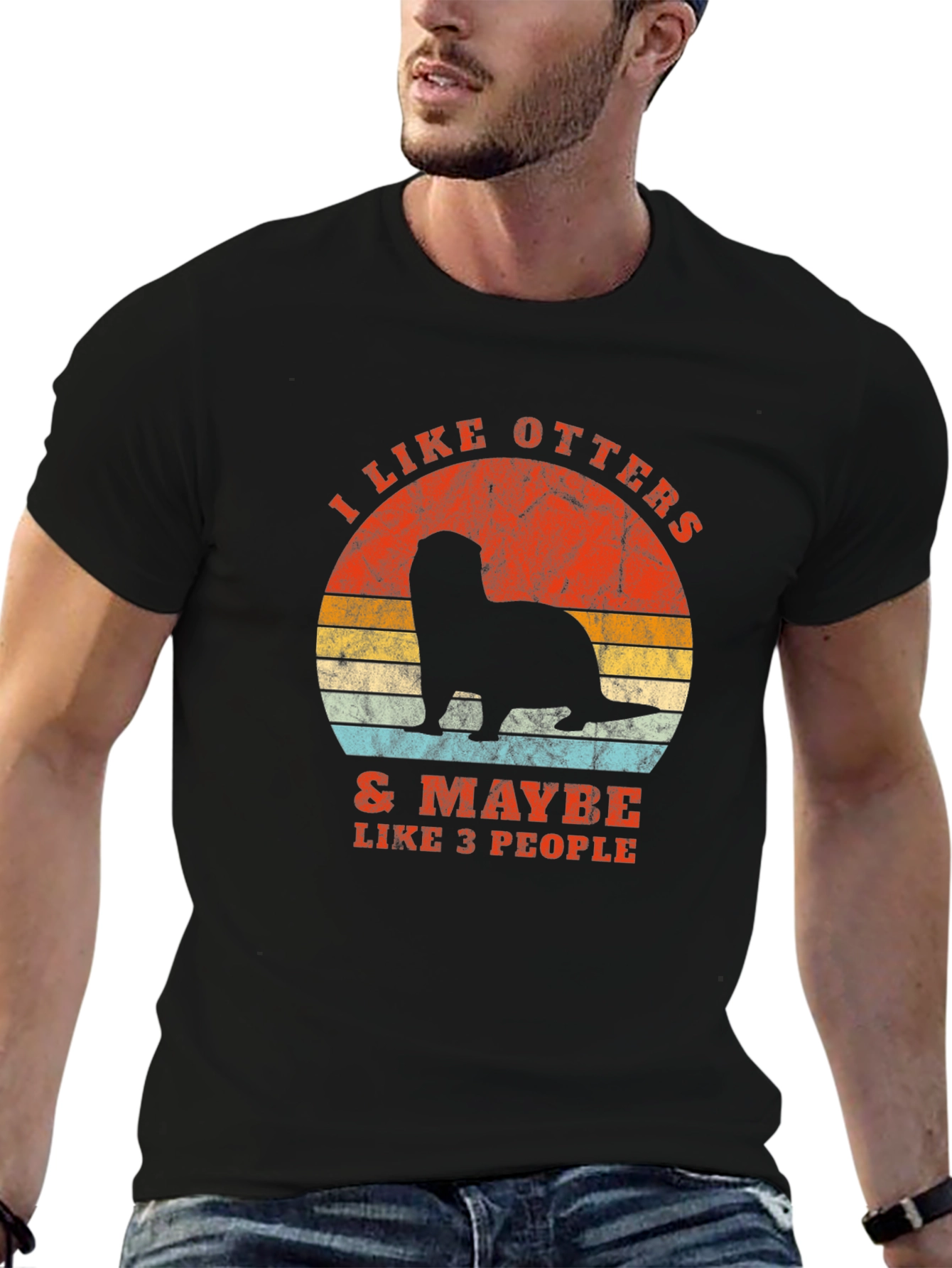 Black I Like Otters Graphic T-Shirt view 6