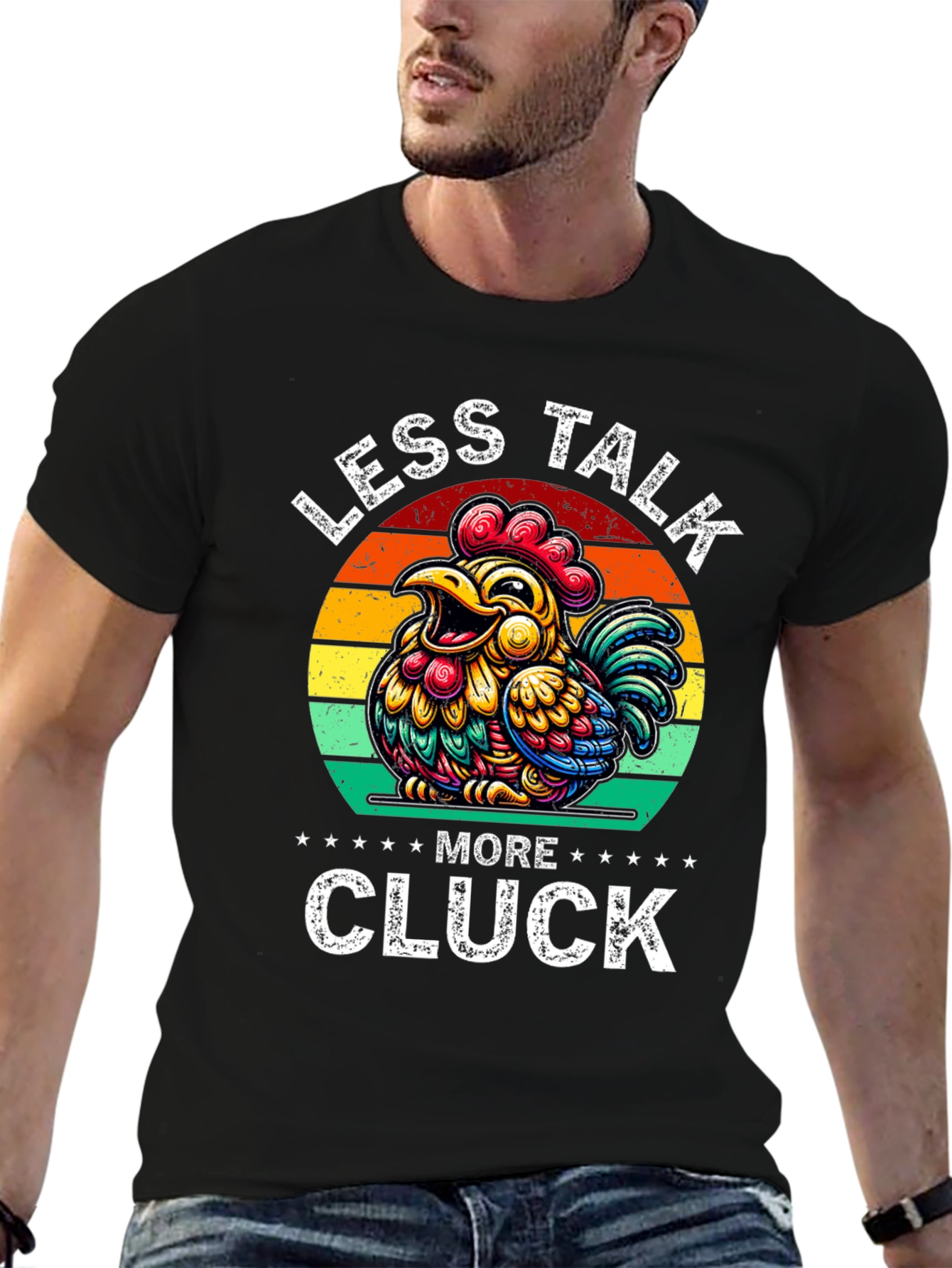 Black Less Talk More Cluck Chicken Graphic Tee view 6