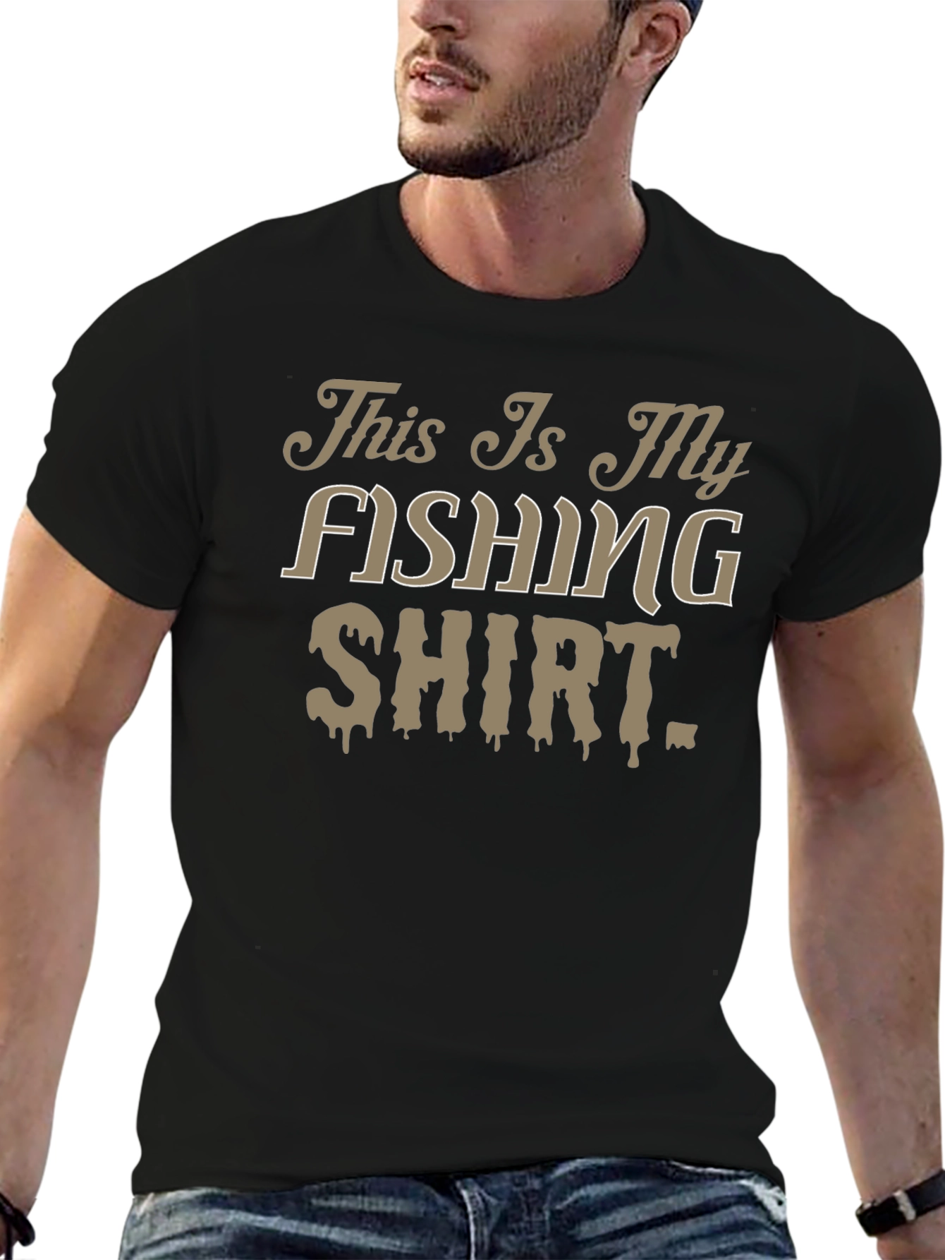 Black Funny Fishing Shirt - Men's Black Graphic Tee view 6