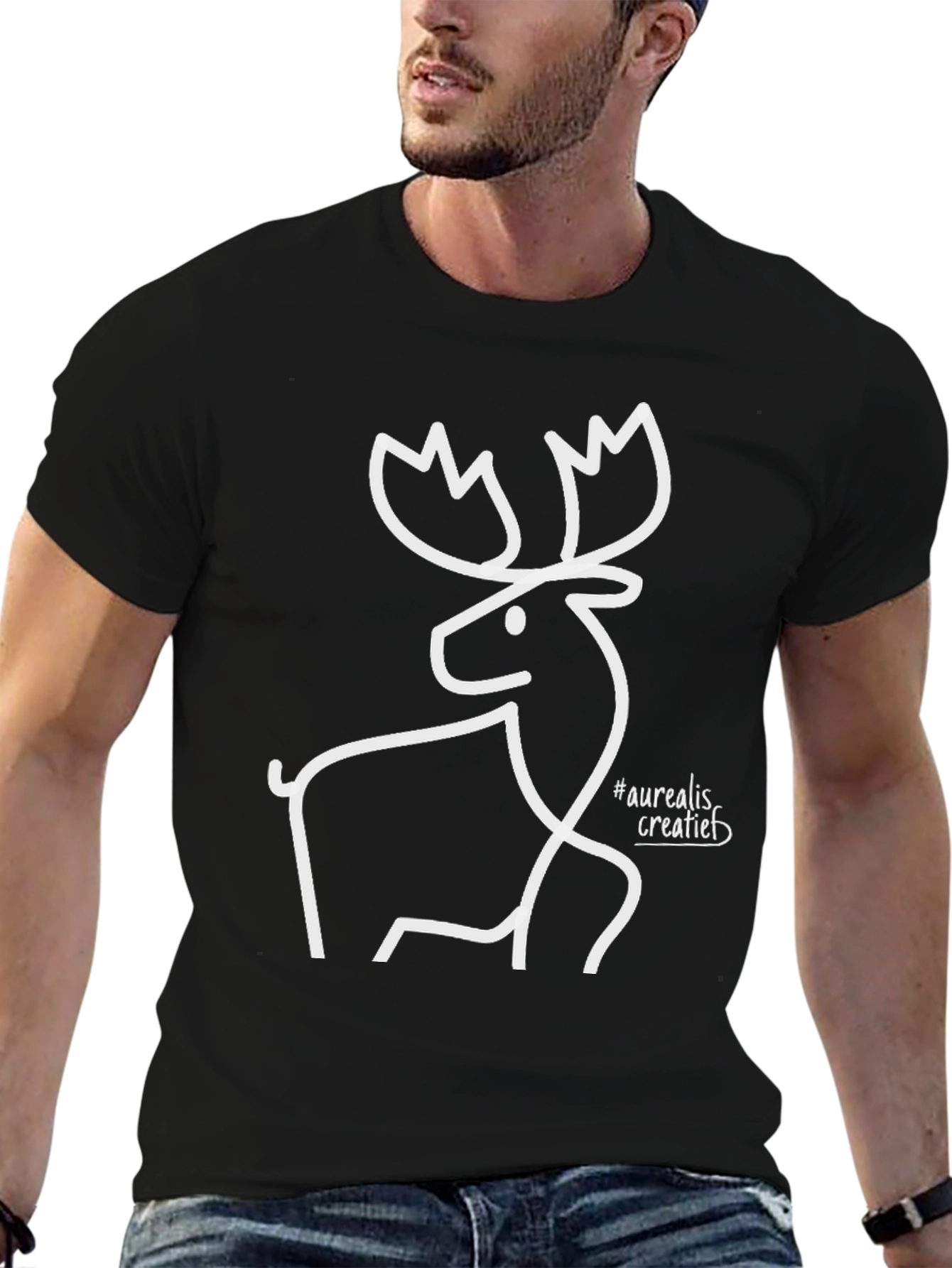 Black Minimalist Moose T-Shirt - Stylish Graphic Tee view 6