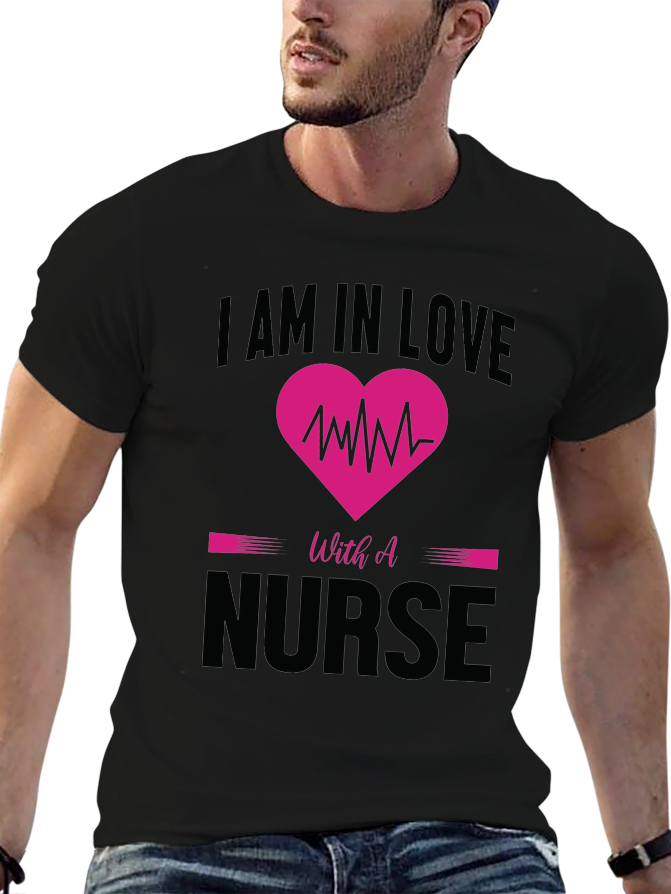 Black I am in Love with a Nurse T-Shirt view 6