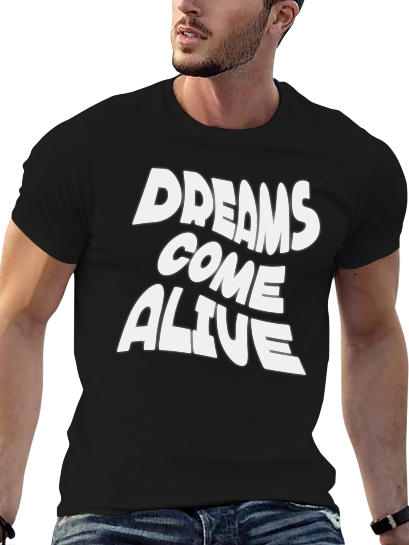 Black Dreams Come Alive Black Graphic T-Shirt view 6