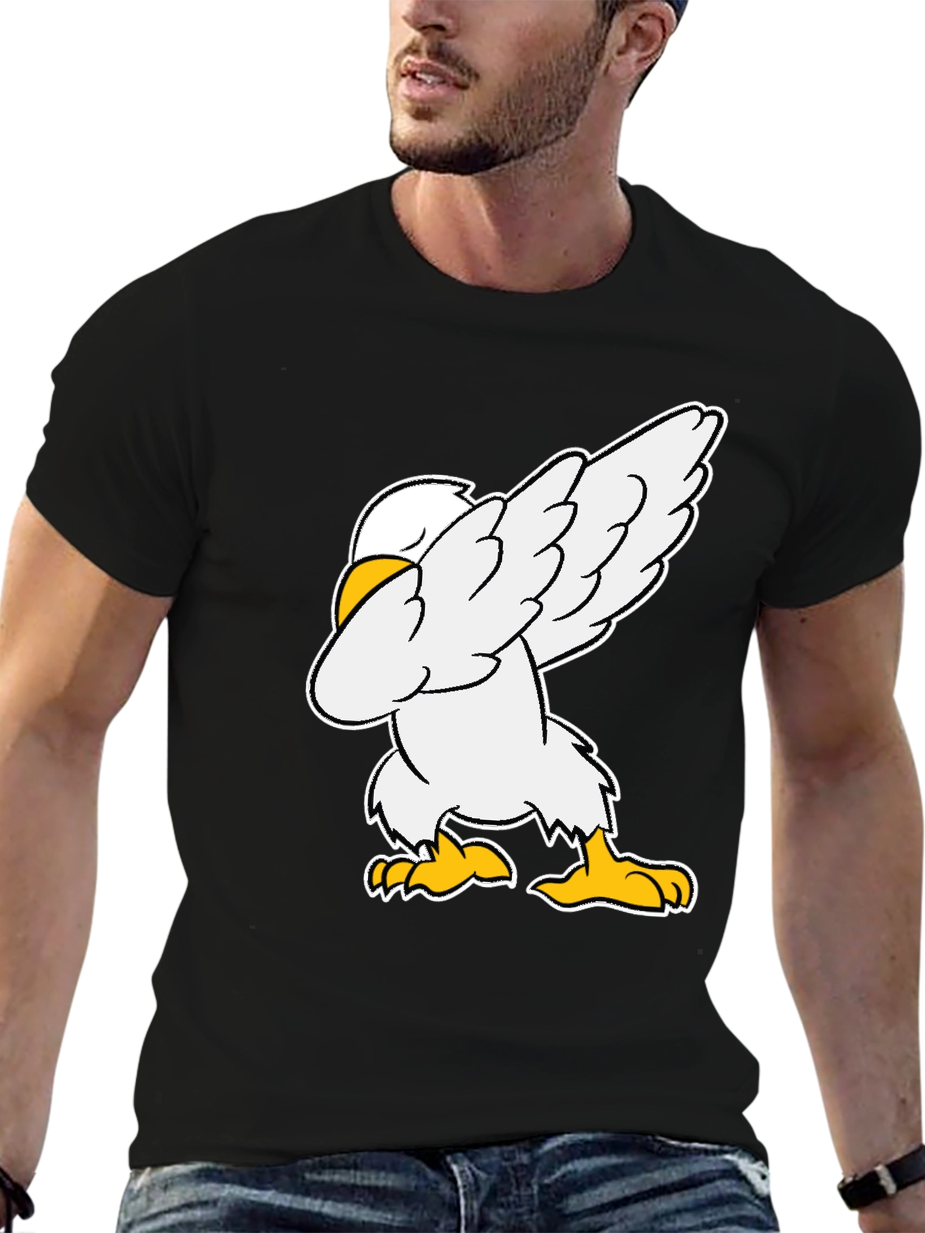 Black Dabbing Chicken Graphic Tee - Black view 6