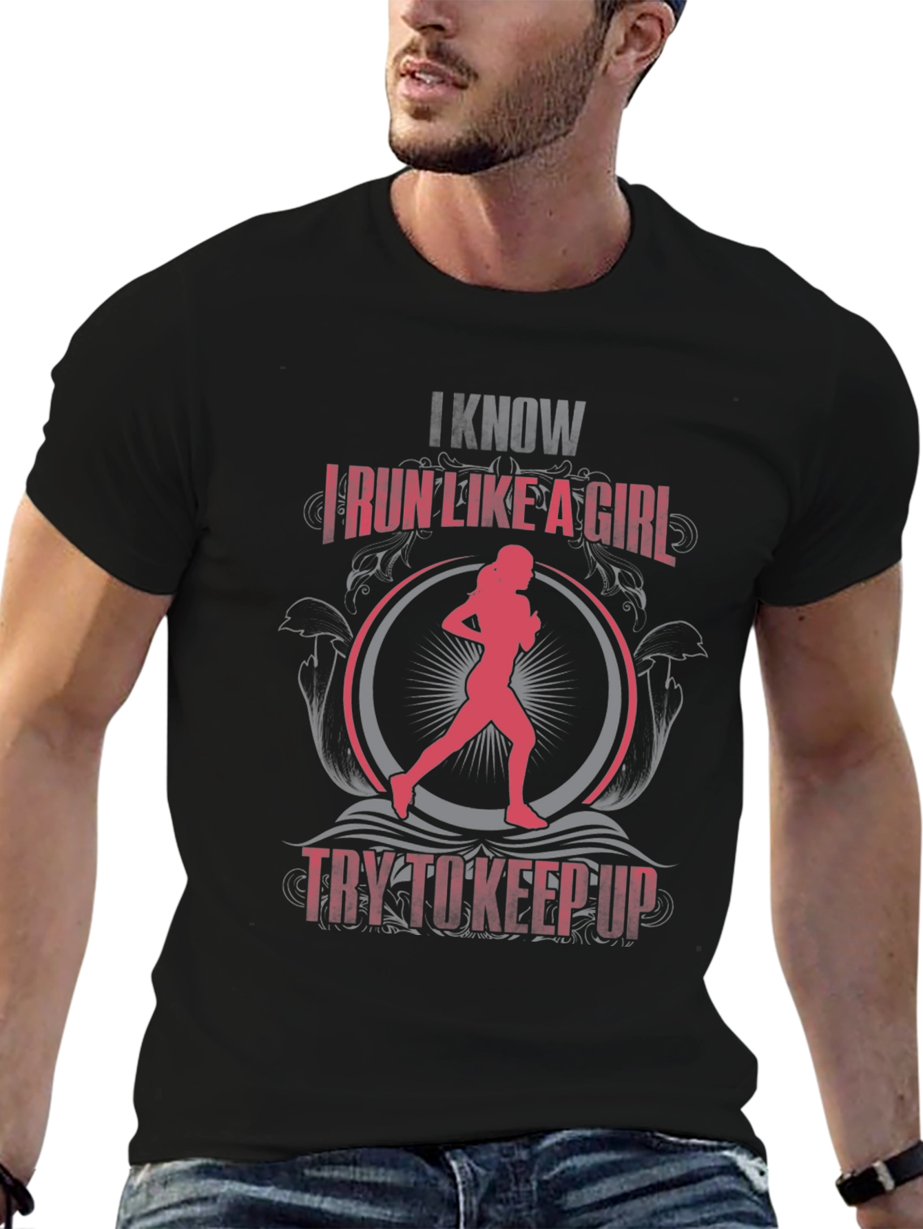 Black I Know I Run Like a Girl Graphic Tee view 6
