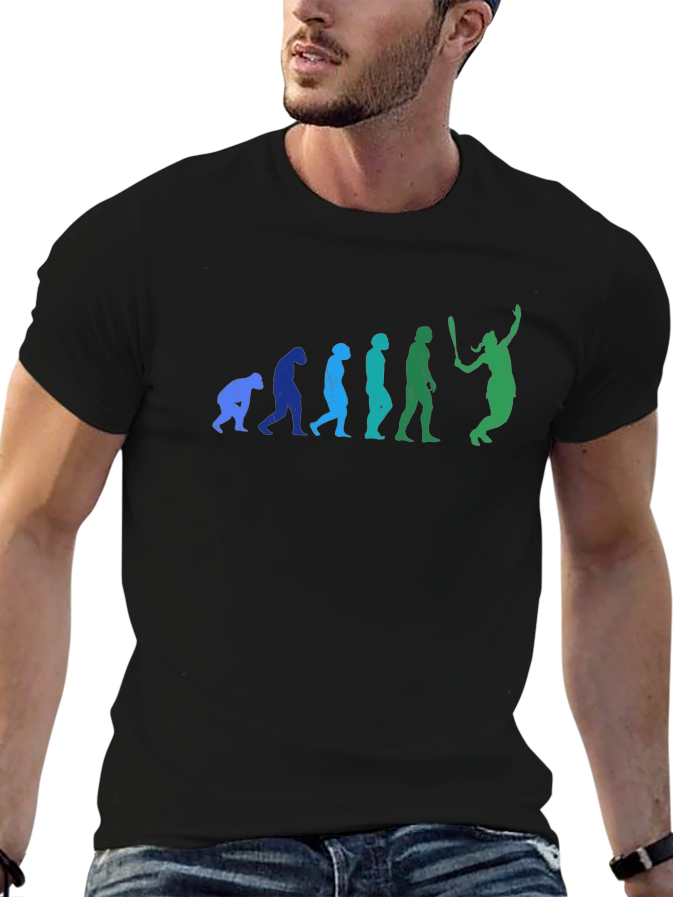 Black Evolution of Baseball T-Shirt - Funny Graphic Tee view 6