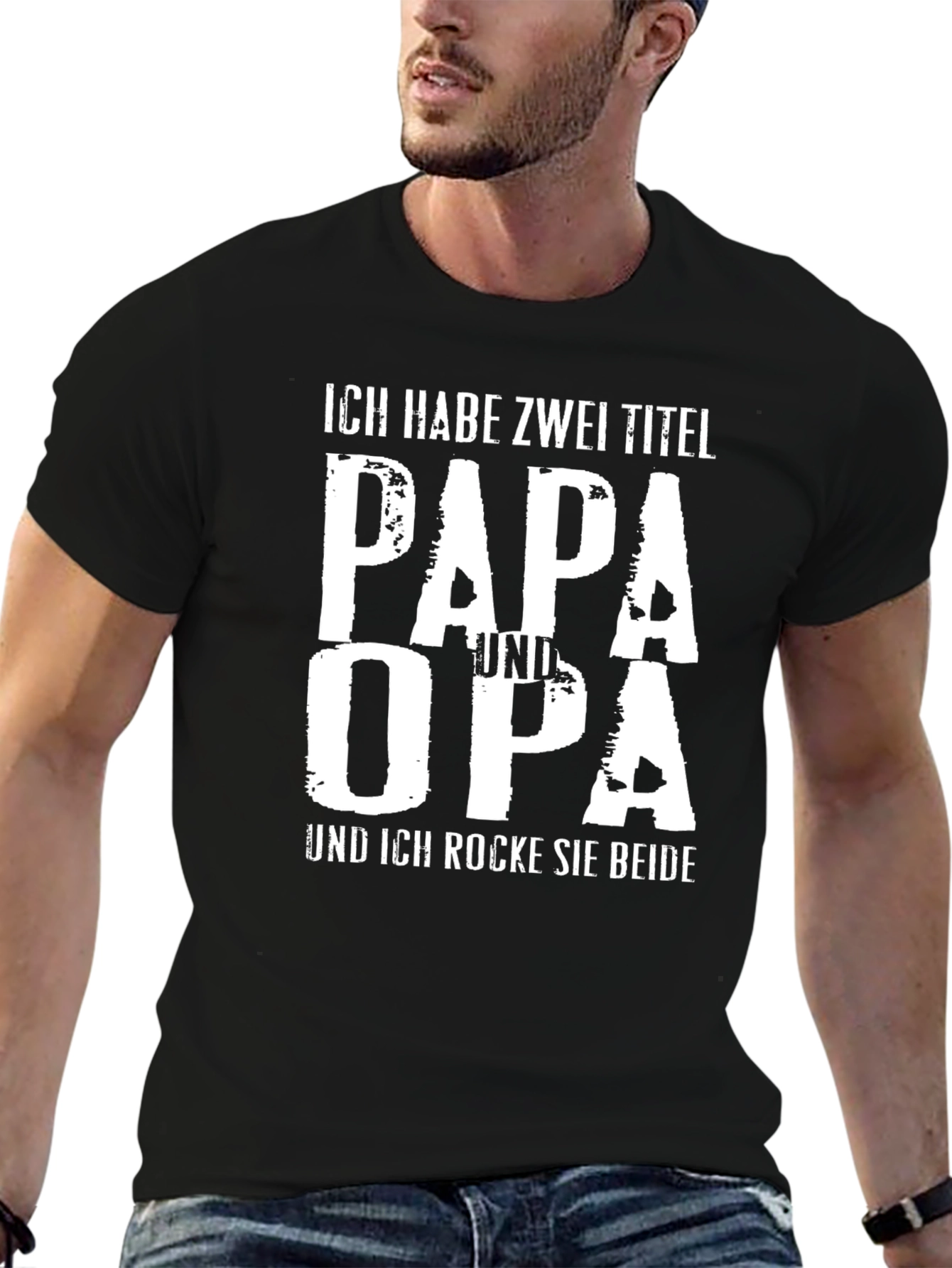 Black Papa Und Opa T-Shirt: Father & Grandfather German Text Tee view 6