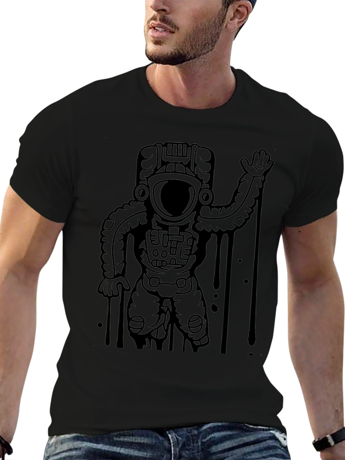 Black Astronaut Graphic T-Shirt - Black view 6