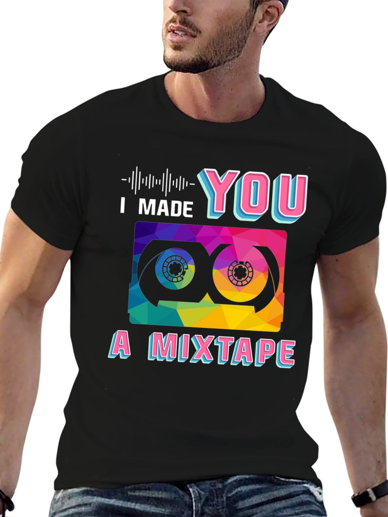 Black I Made You a Mixtape Graphic T-Shirt view 6
