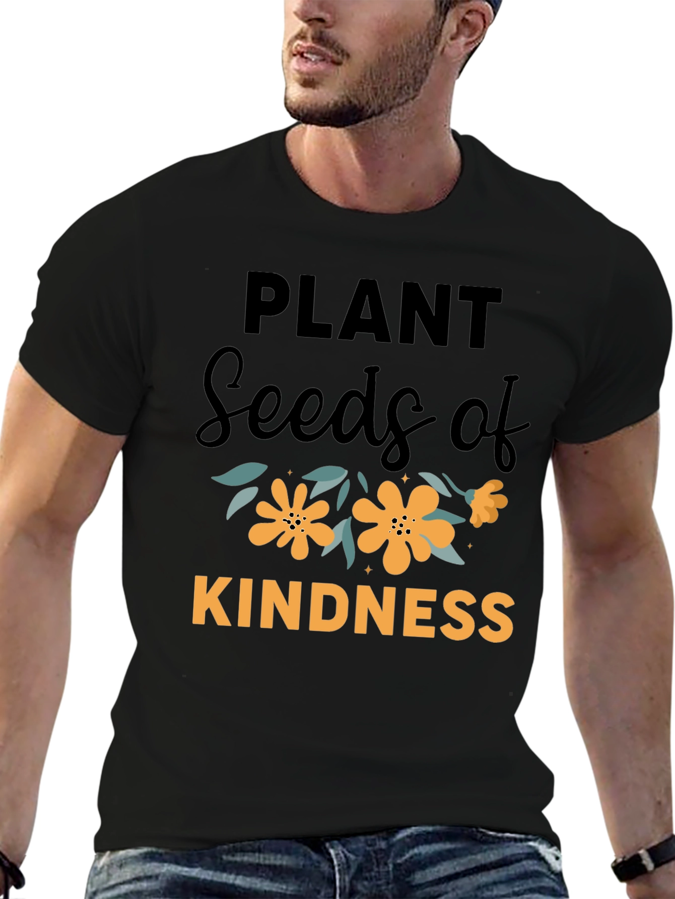 Black Plant Seeds of Kindness Graphic T-Shirt view 6