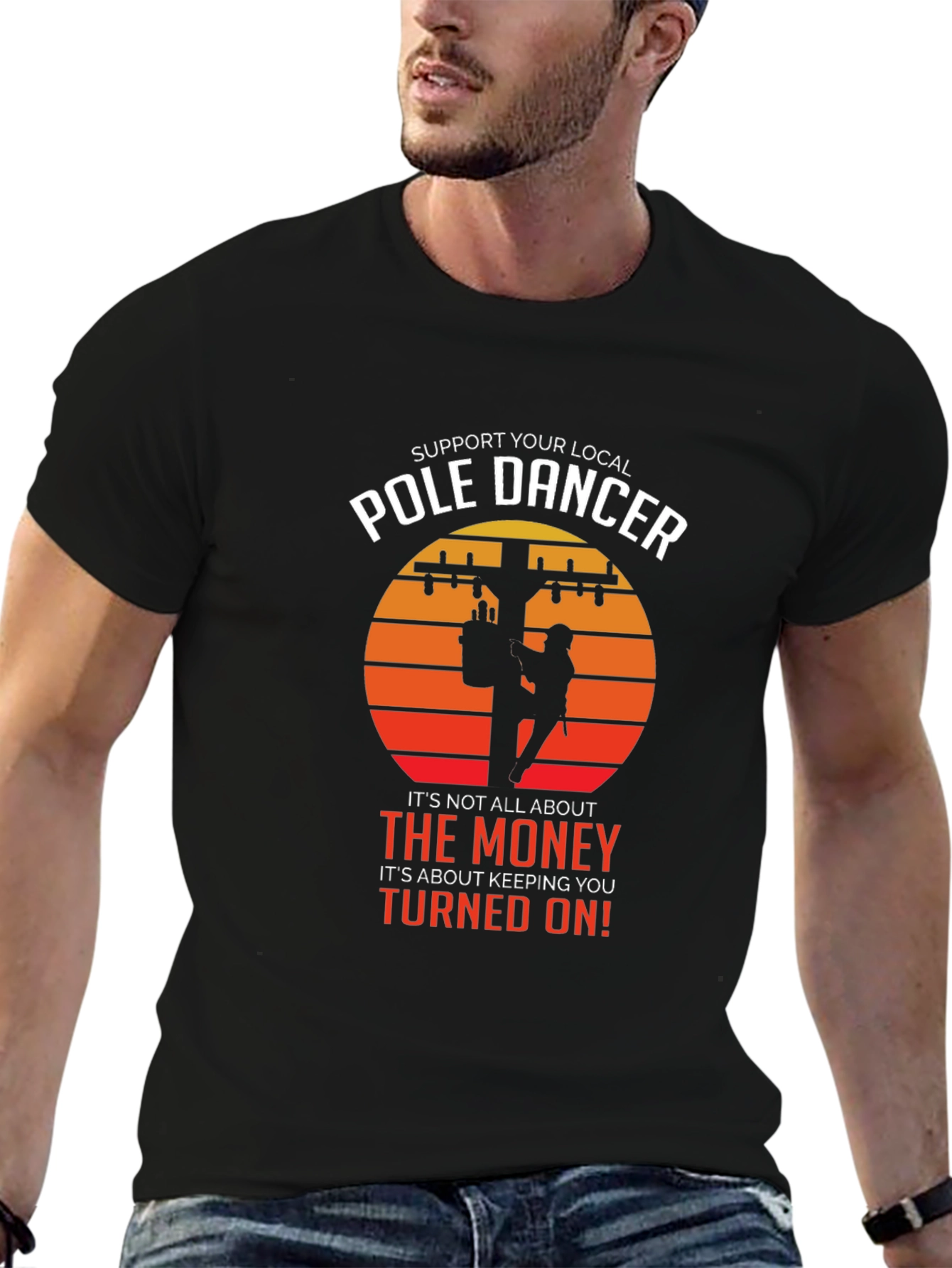 Black Support Your Local Pole Dancer T-Shirt view 6