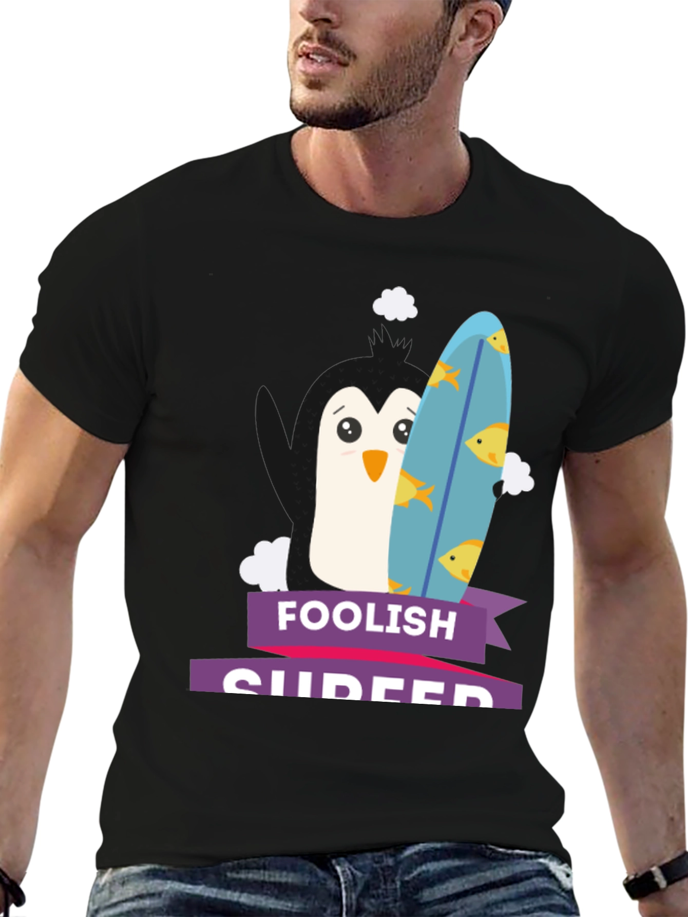 Black Foolish Surfer Graphic T-Shirt view 6