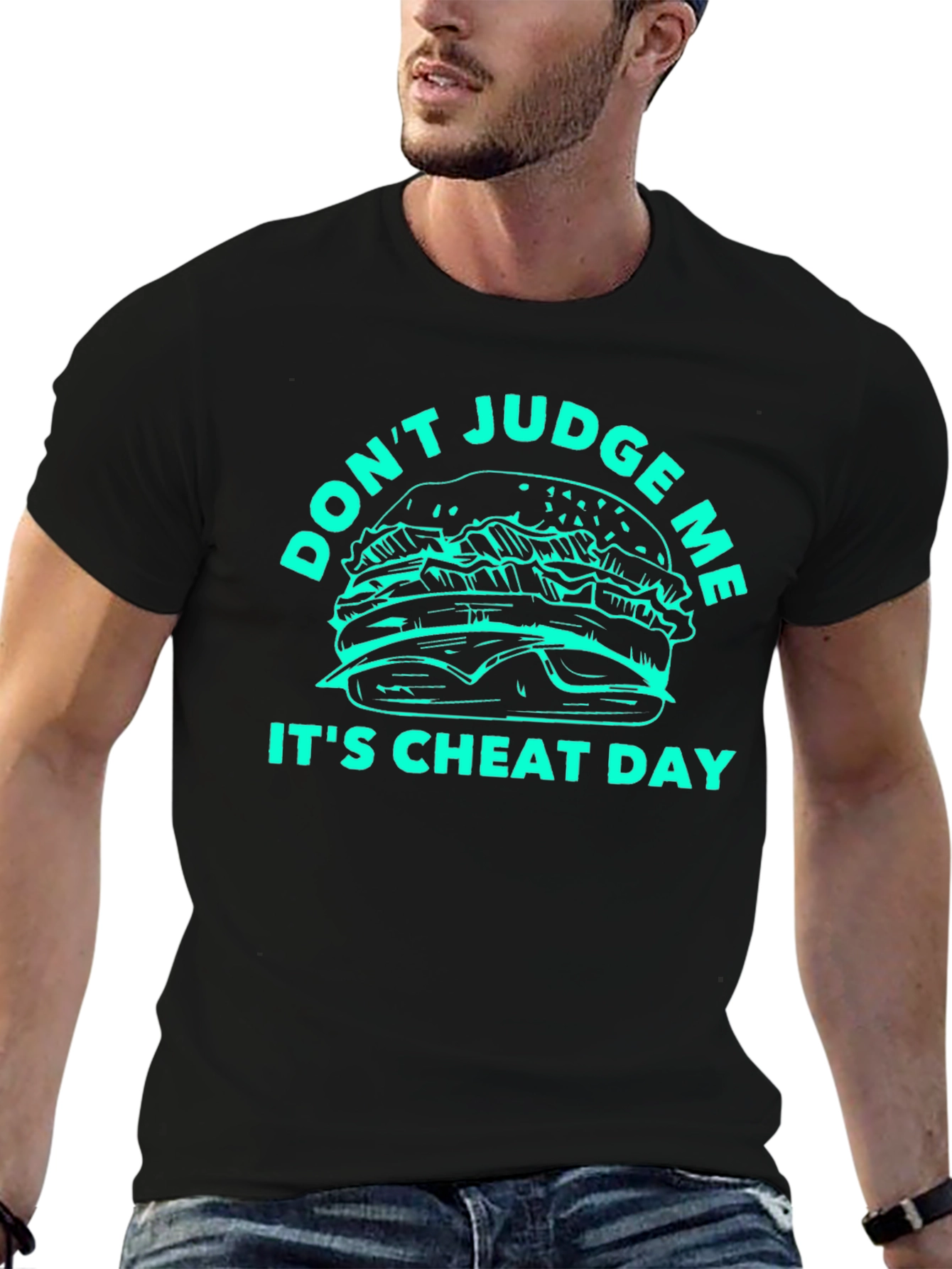 Black Don't Judge Me It's Cheat Day Graphic T-Shirt view 6