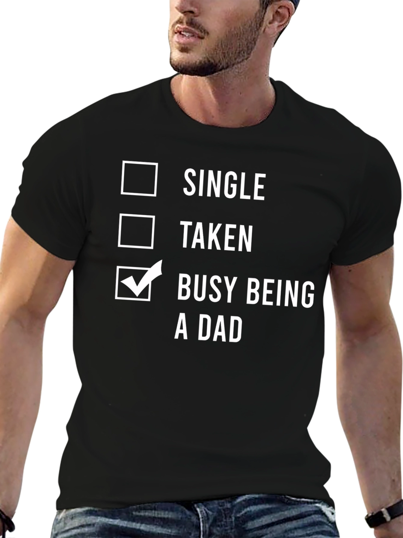 Black Busy Being A Dad T-Shirt - Novelty Men's Tee view 6
