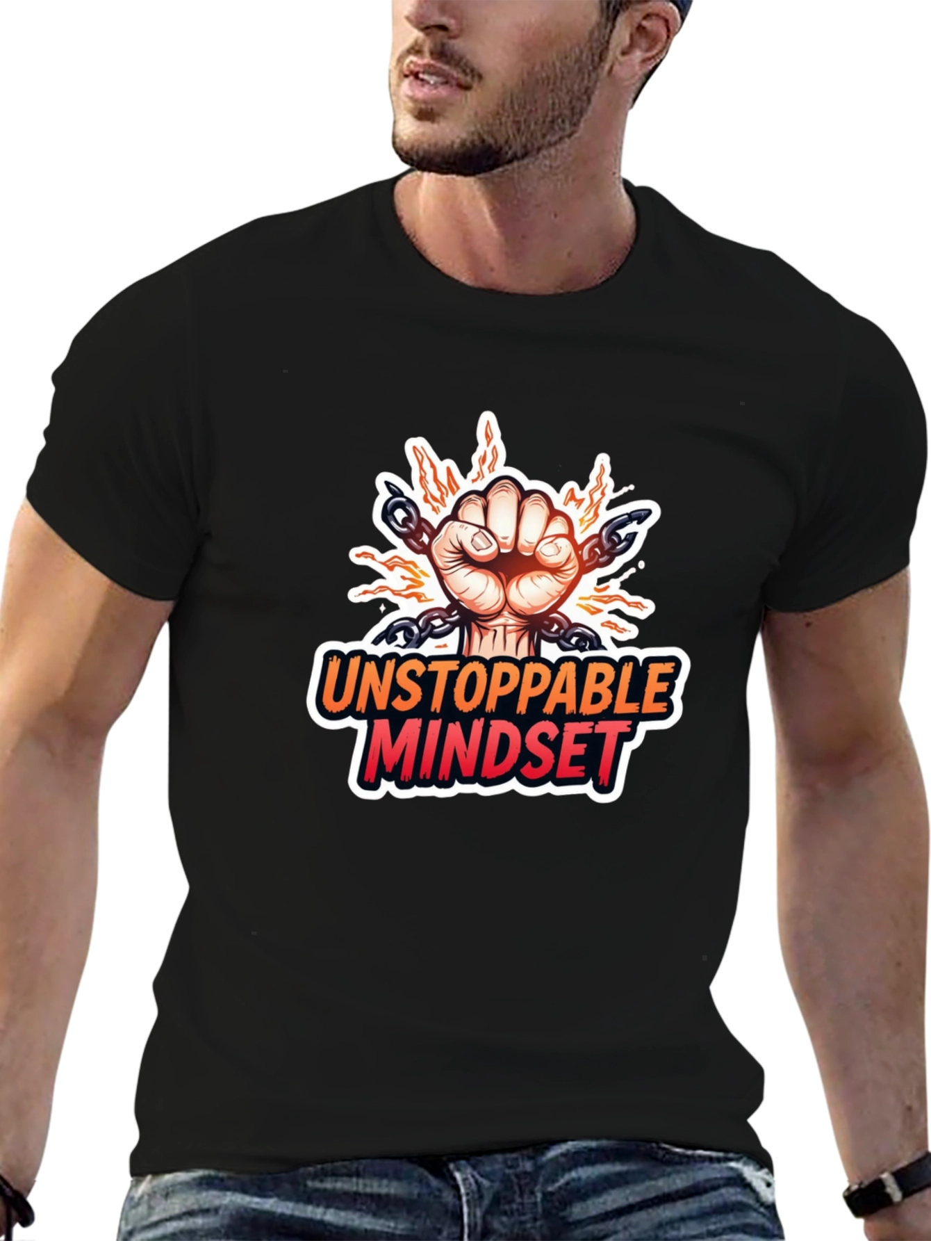 Black Unstoppable Mindset Graphic T-Shirt view 6