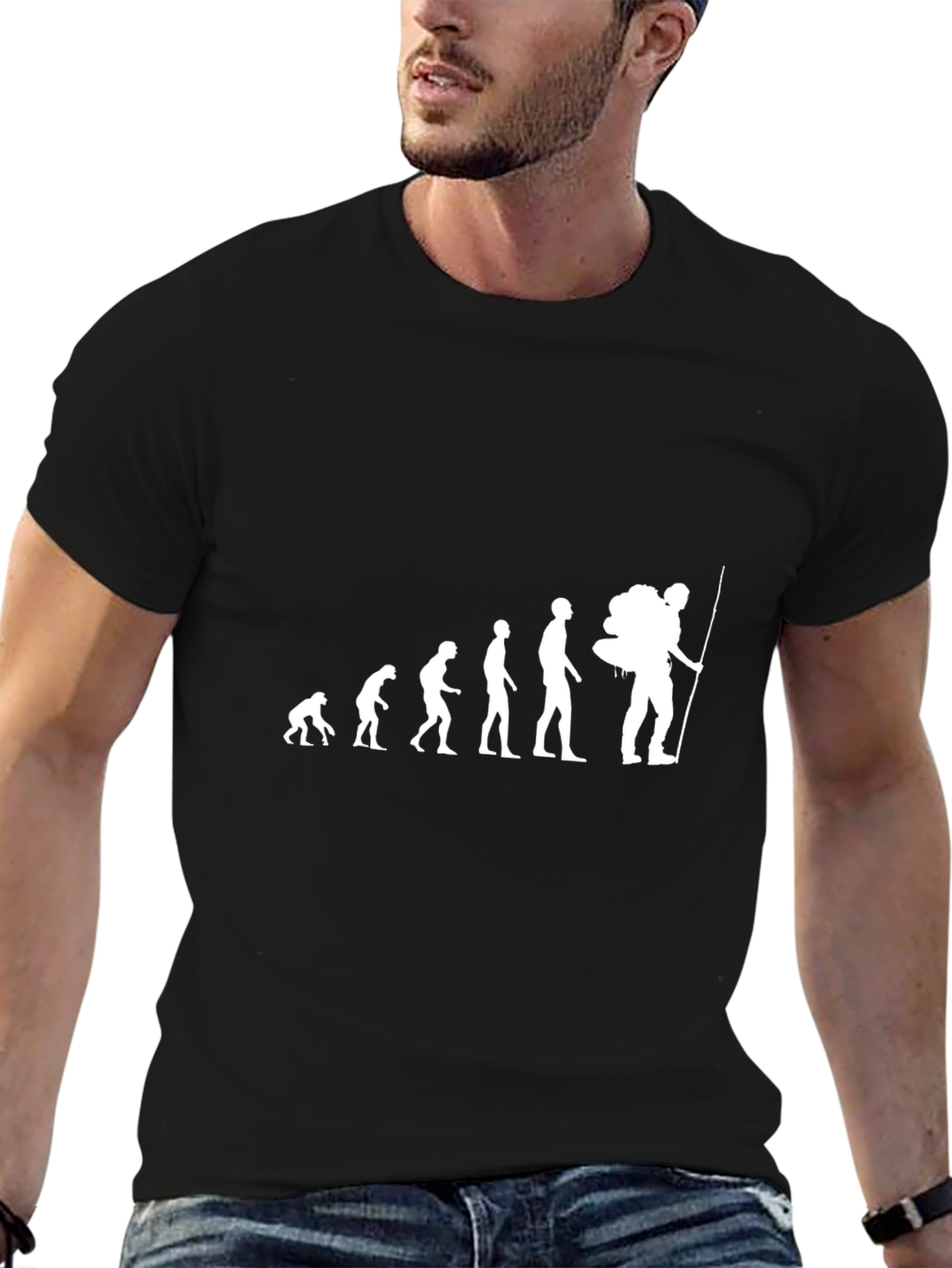 Black Evolution Hiker Graphic Tee - Black Cotton Shirt view 6