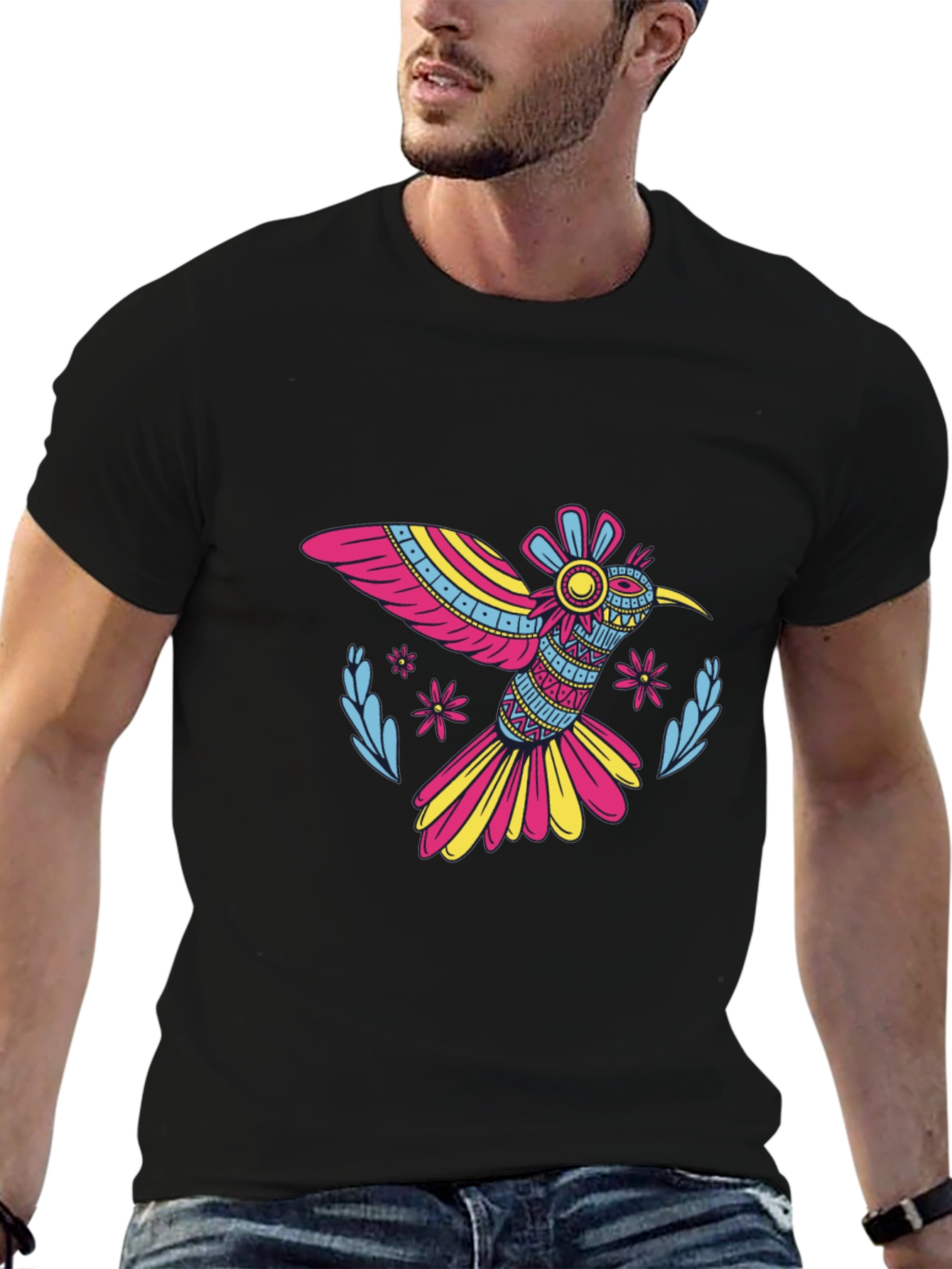 Black Hummingbird Graphic T-Shirt - Vibrant & Stylish! view 6