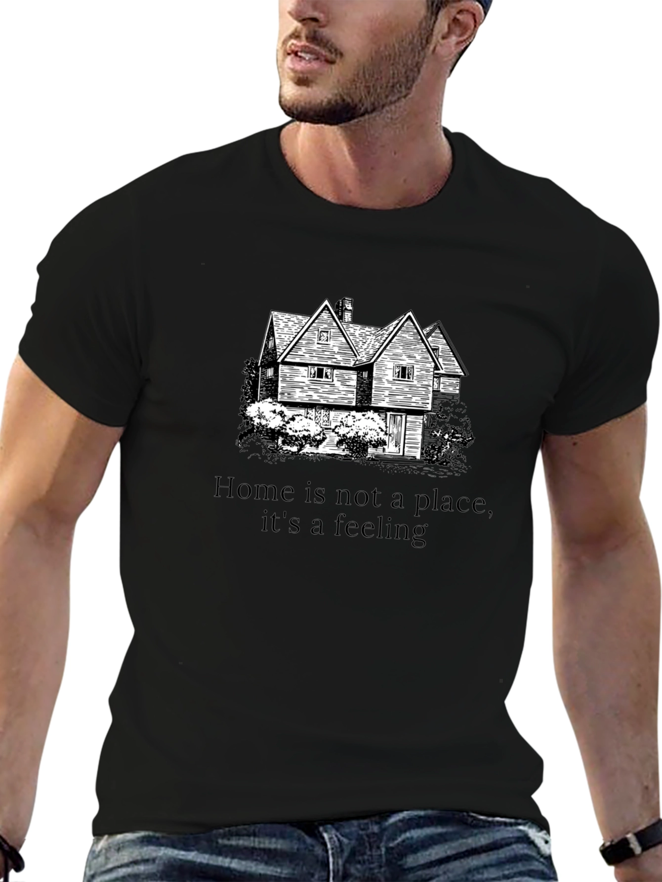 Black Home is a Feeling Black Graphic Tee view 6