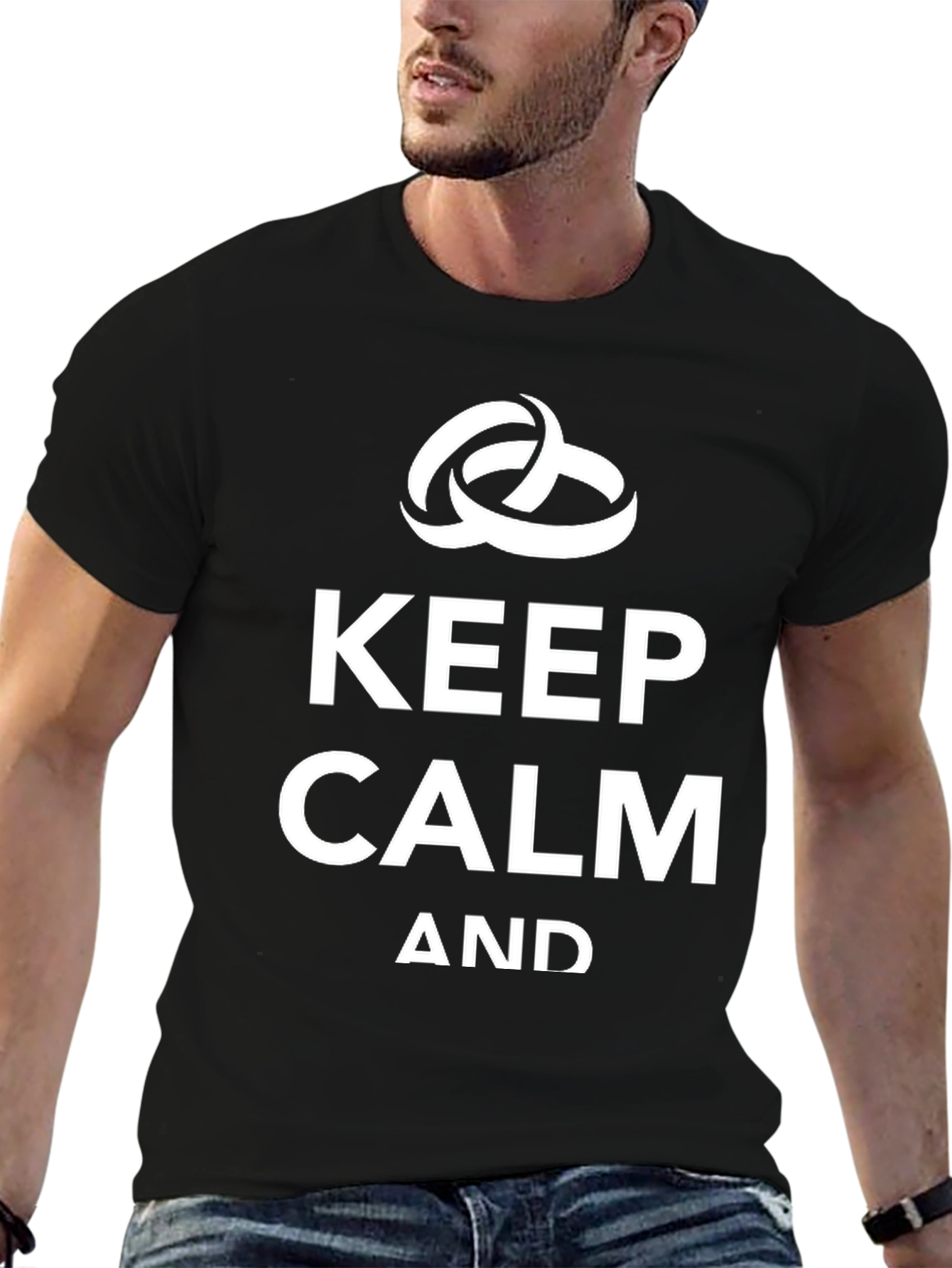 Black Keep Calm and Get Married T-Shirt - Black Crew Neck view 6