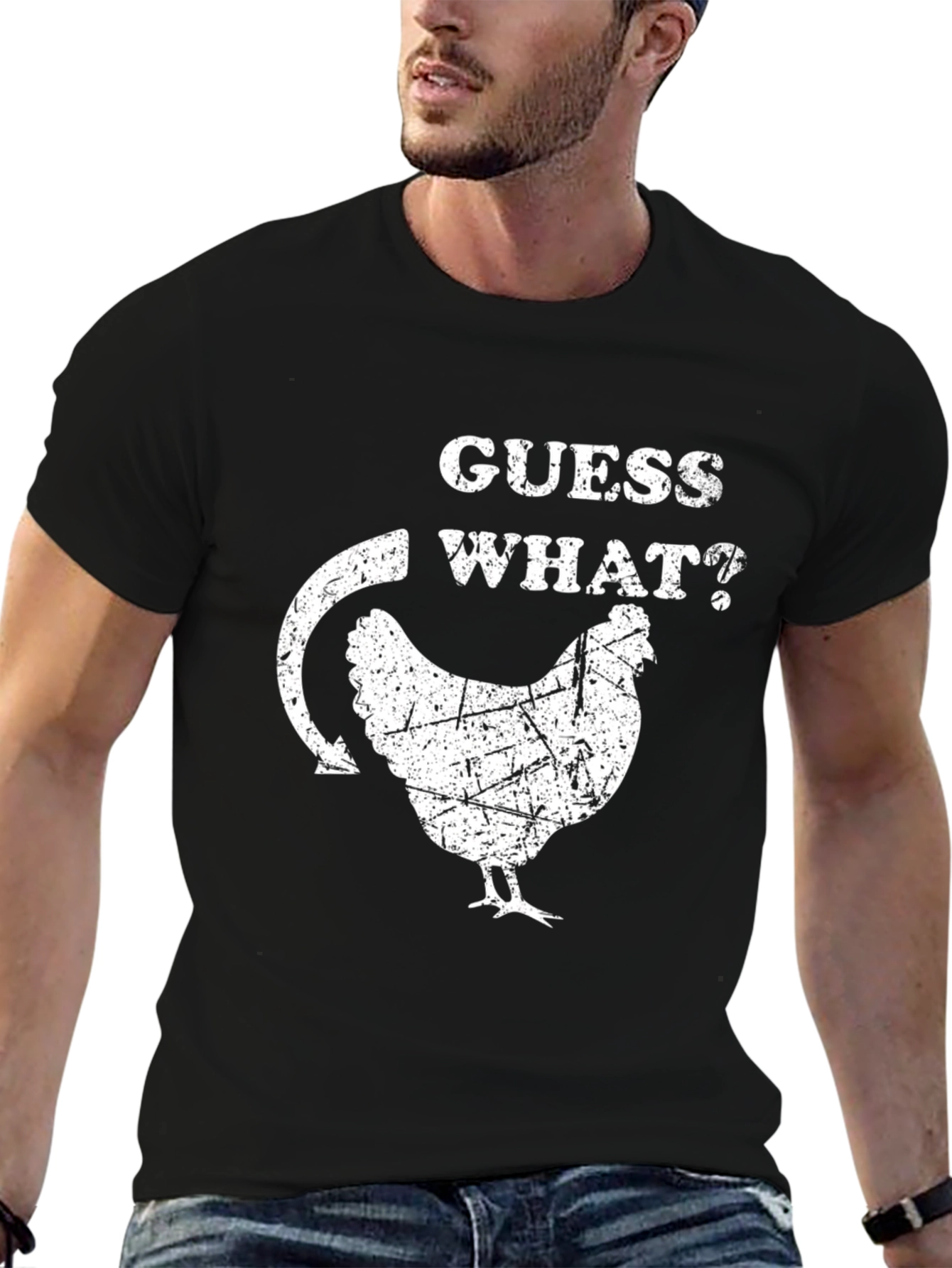 Black Guess What? Chicken Butt T-Shirt - Black view 6