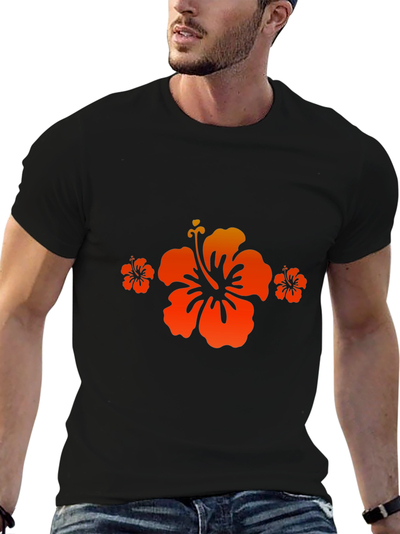 Black Hibiscus Flower Graphic Tee view 6