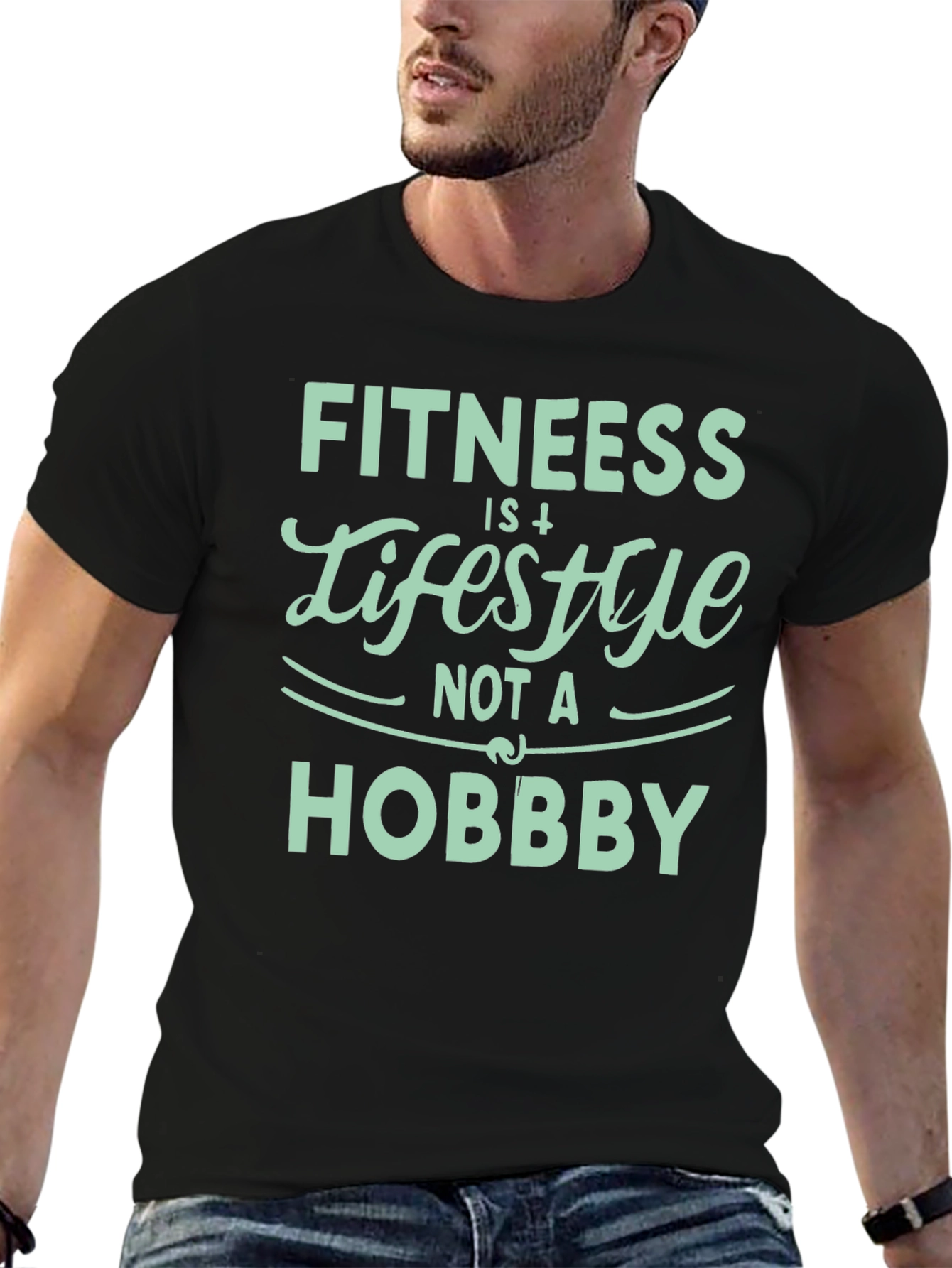 Black Fitness Lifestyle Graphic Tee - Motivation Shirt view 6