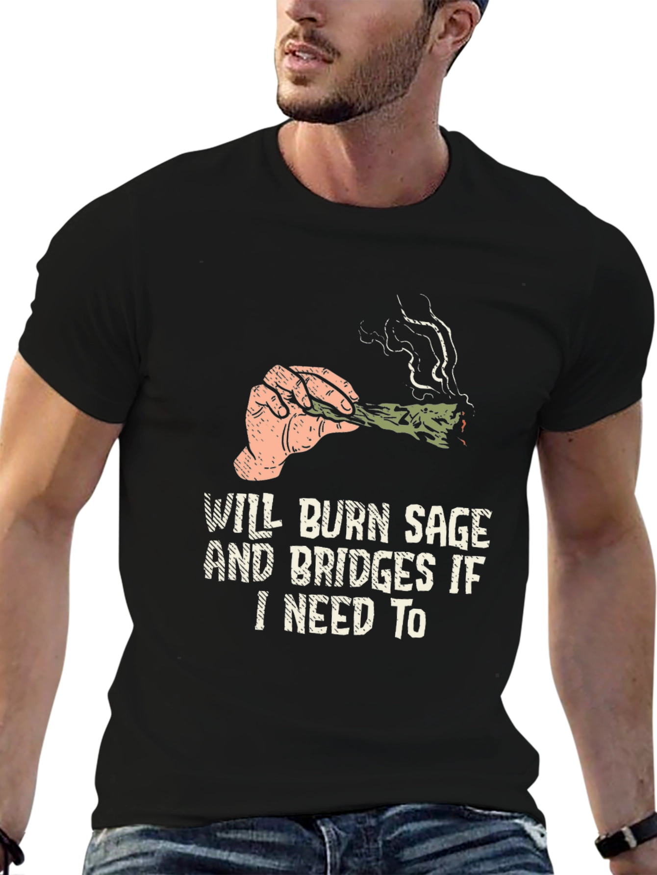 Black Burn Sage Graphic Tee - Humor T-Shirt view 6