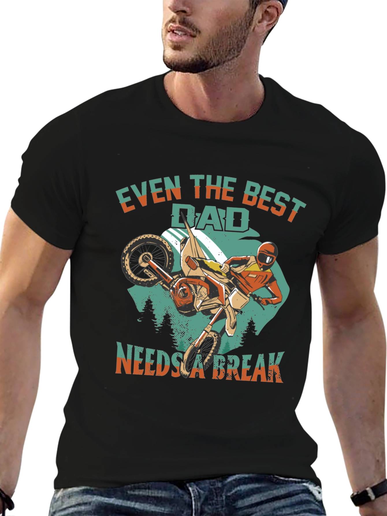 Black Best Dad Needs a Break T-Shirt view 6