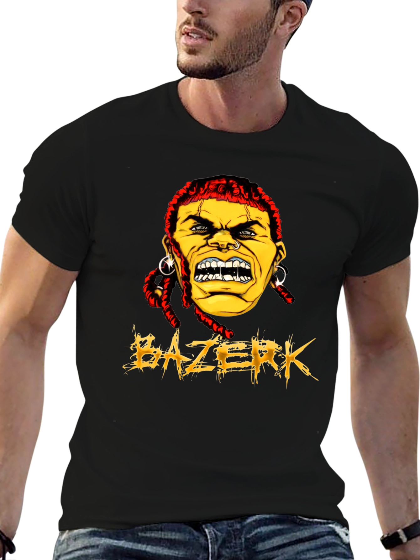 Black BAZERK Graphic Tee - Men's Black Crew Neck view 6