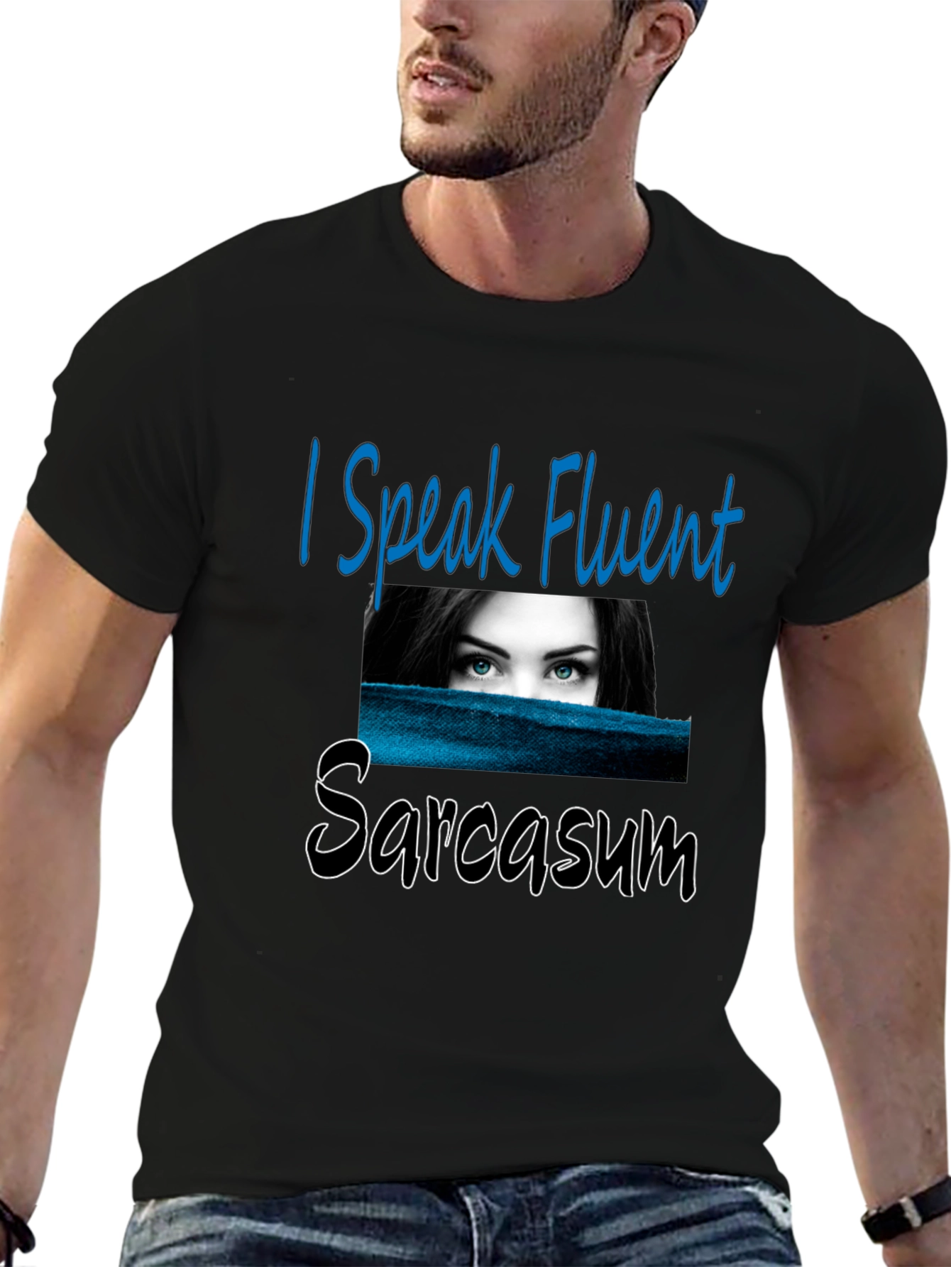 Black Fluent Sarcasm Graphic Tee - Unisex Black T-Shirt view 6