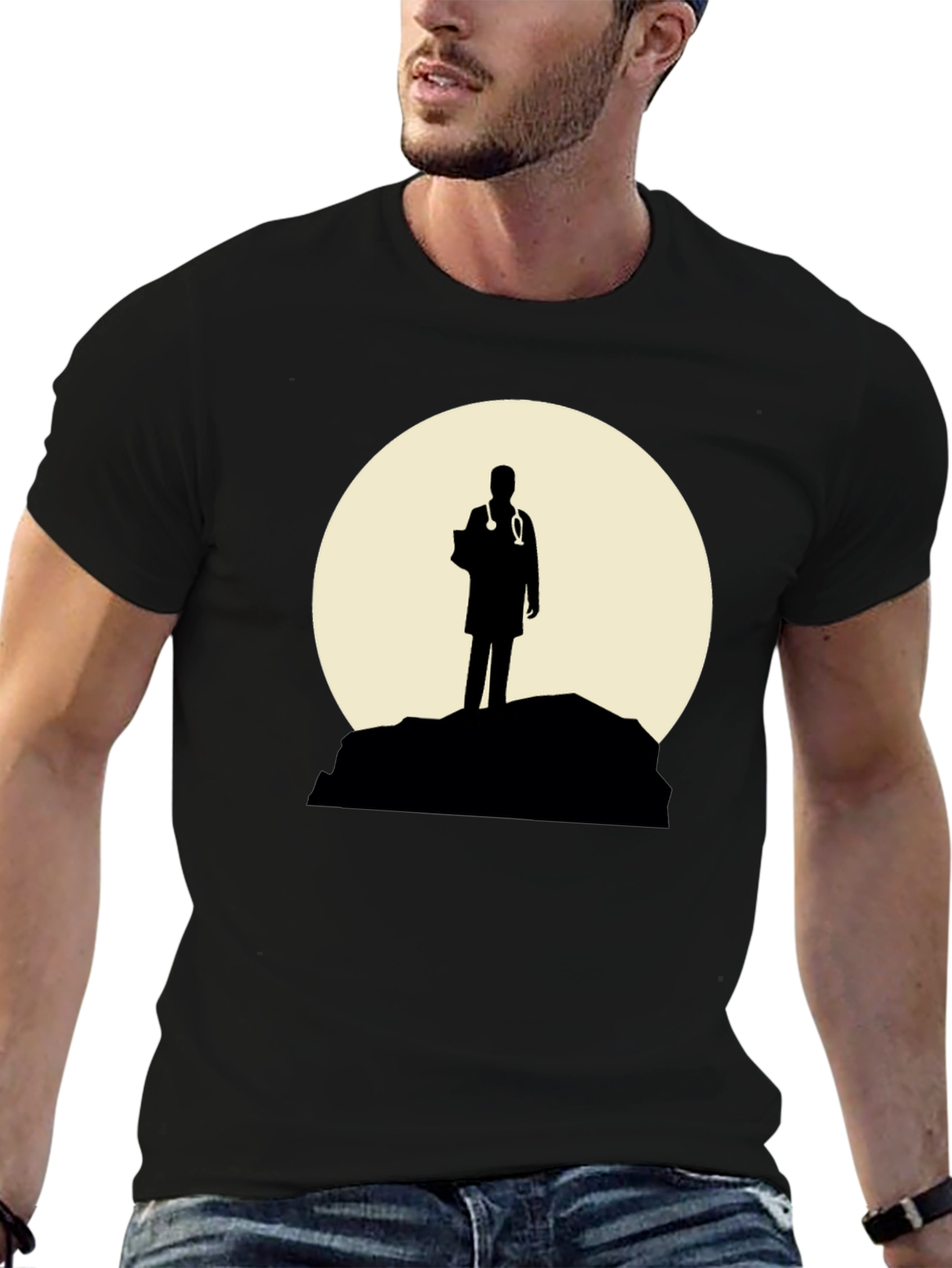 Black Doctor Silhouette Graphic T-Shirt - Black view 6