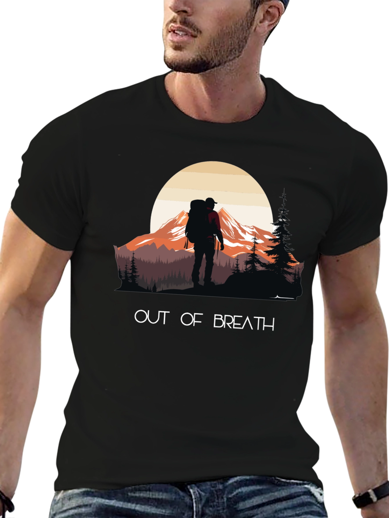 Black Out of Breath Hiking T-Shirt - Mountain Adventure view 6