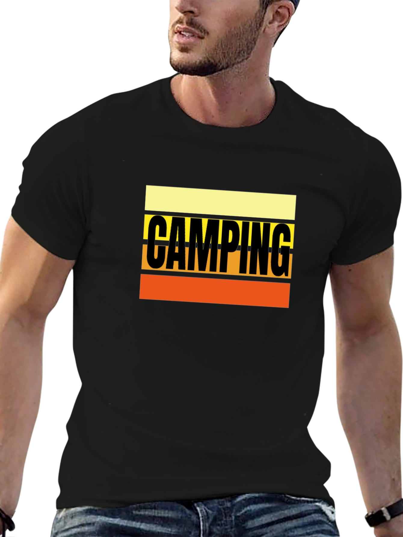 Black Camping Graphic T-Shirt, Outdoor Adventure Tee view 6