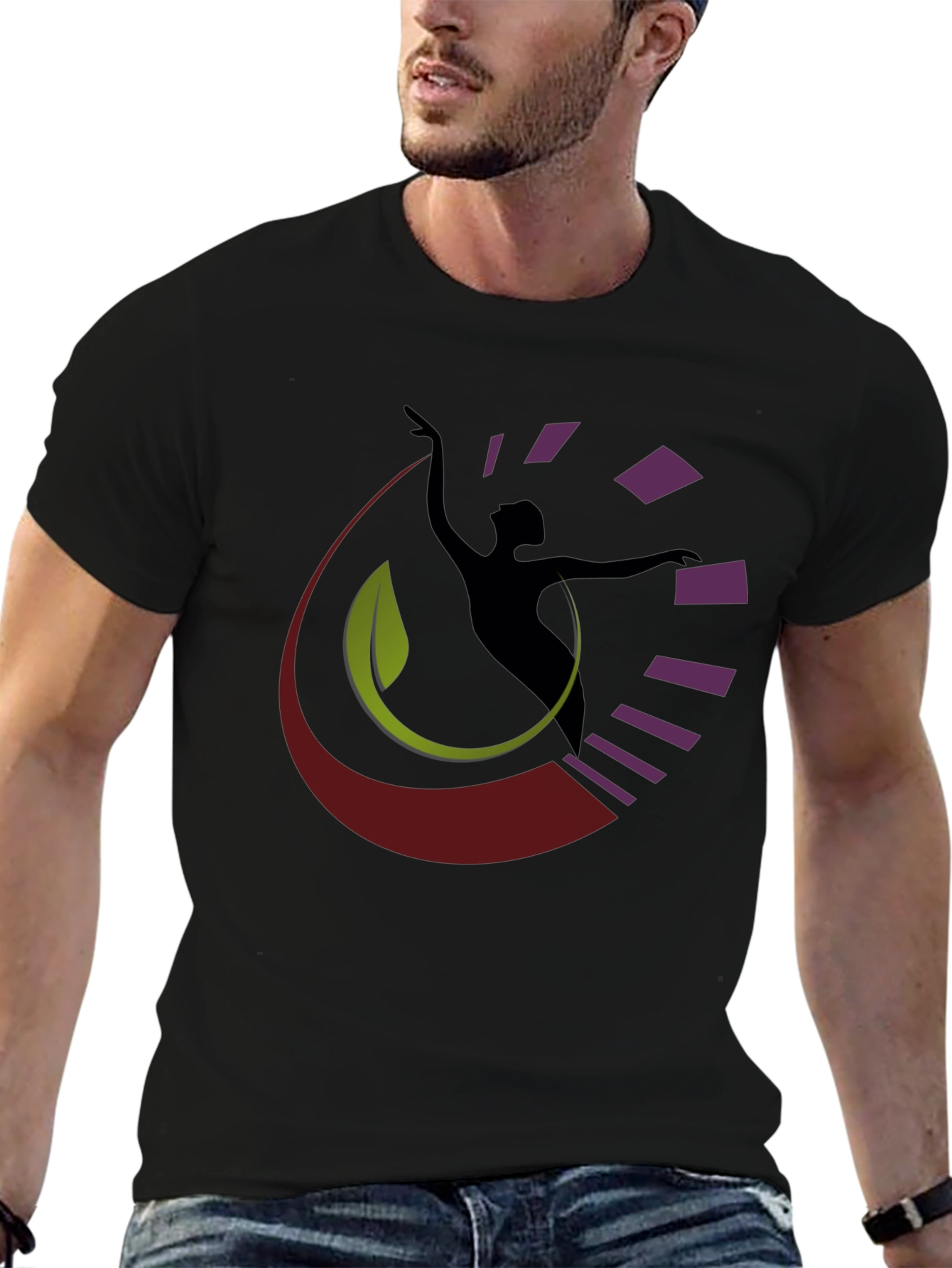 Black Abstract Dancer Graphic Black T-Shirt view 6