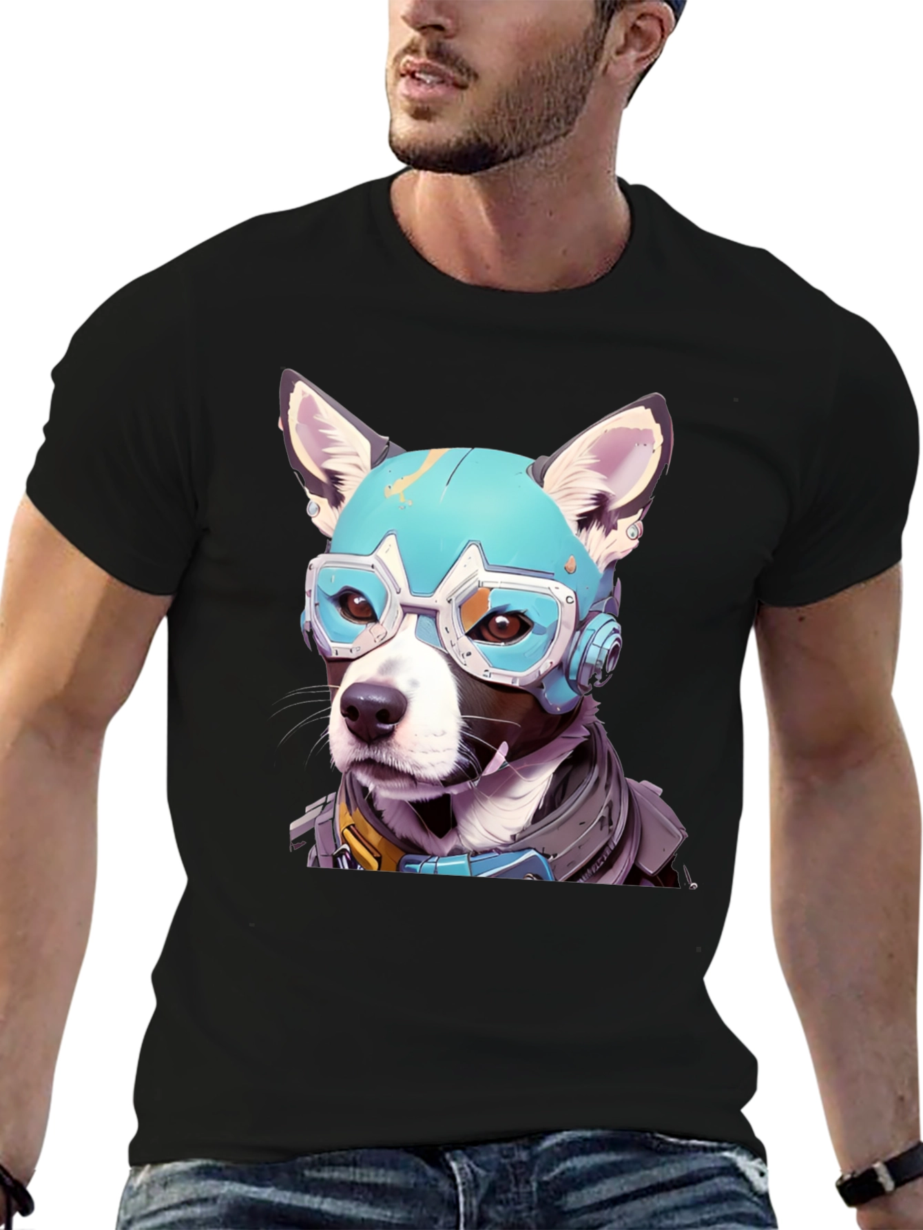 Black Cyber Dog Graphic Tee view 6