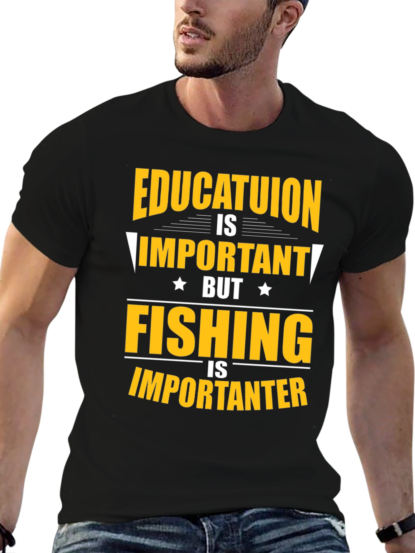 Black Fishing Is Importanter Graphic Tee view 6