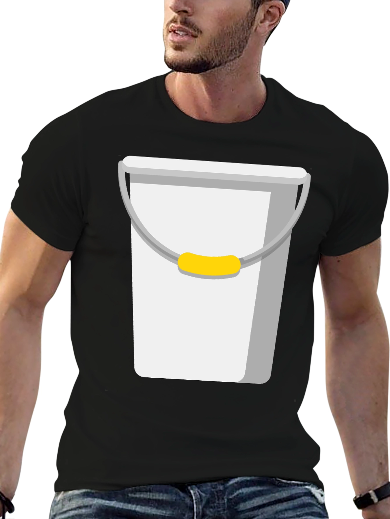 Black Novelty Bucket Graphic Tee - Quirky Casual Wear view 6