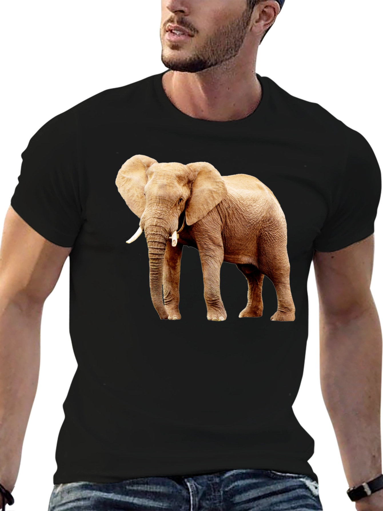 Black Elephant Graphic Print T-Shirt view 6