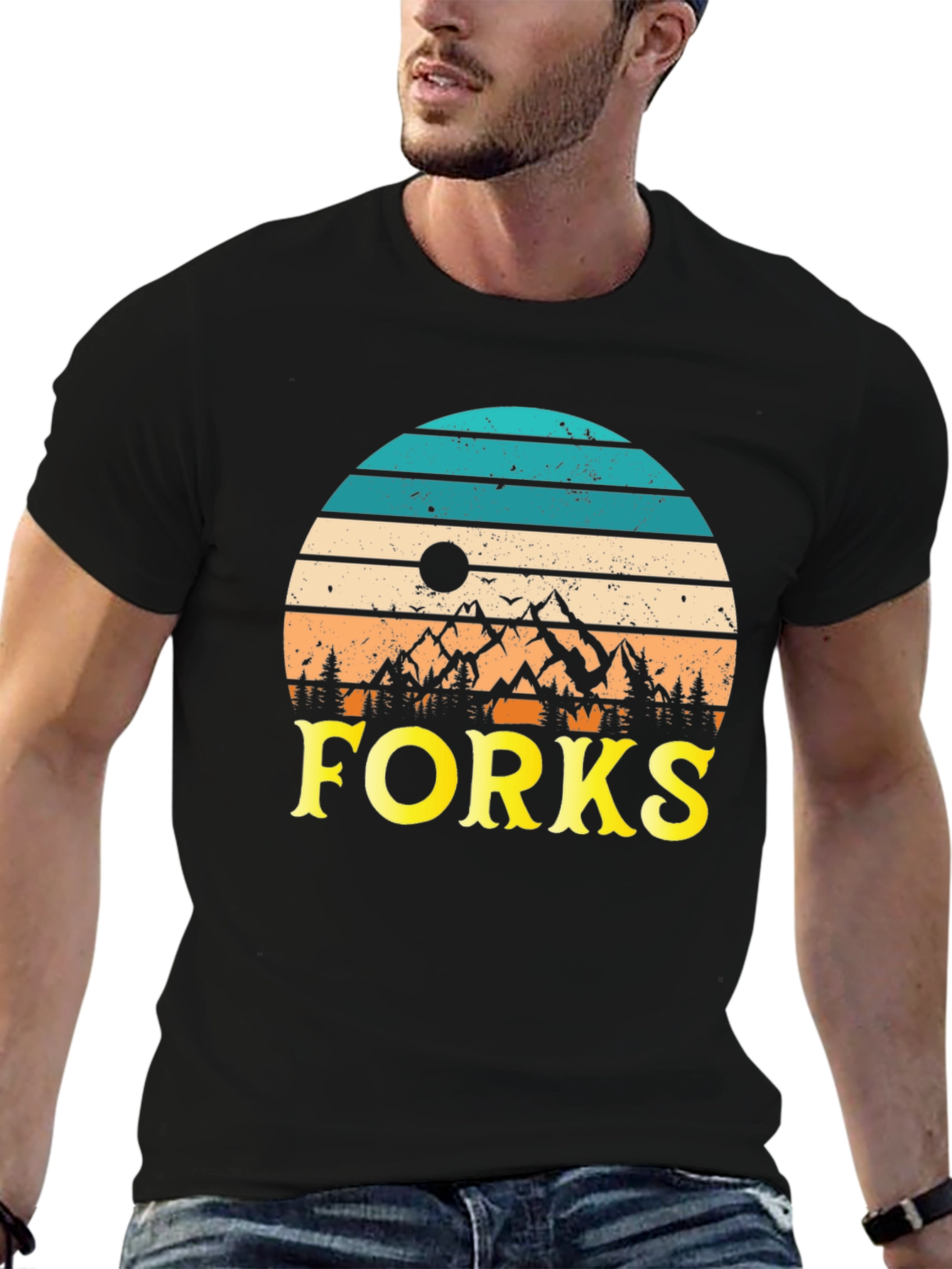 Black Vintage Forks Graphic Tee view 6