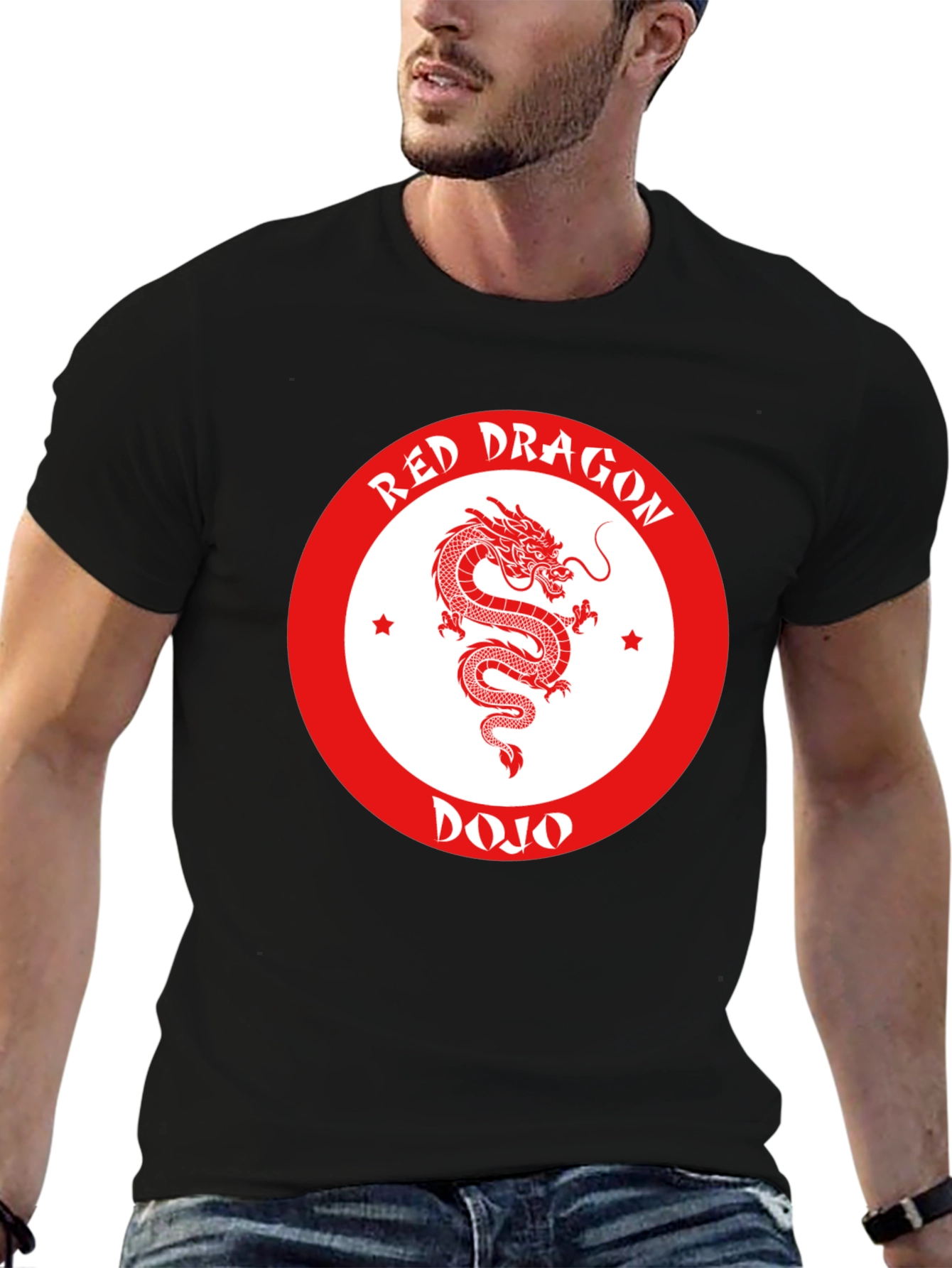Red Dragon Dojo Black T-Shirt Martial Arts Graphic Tee - 6