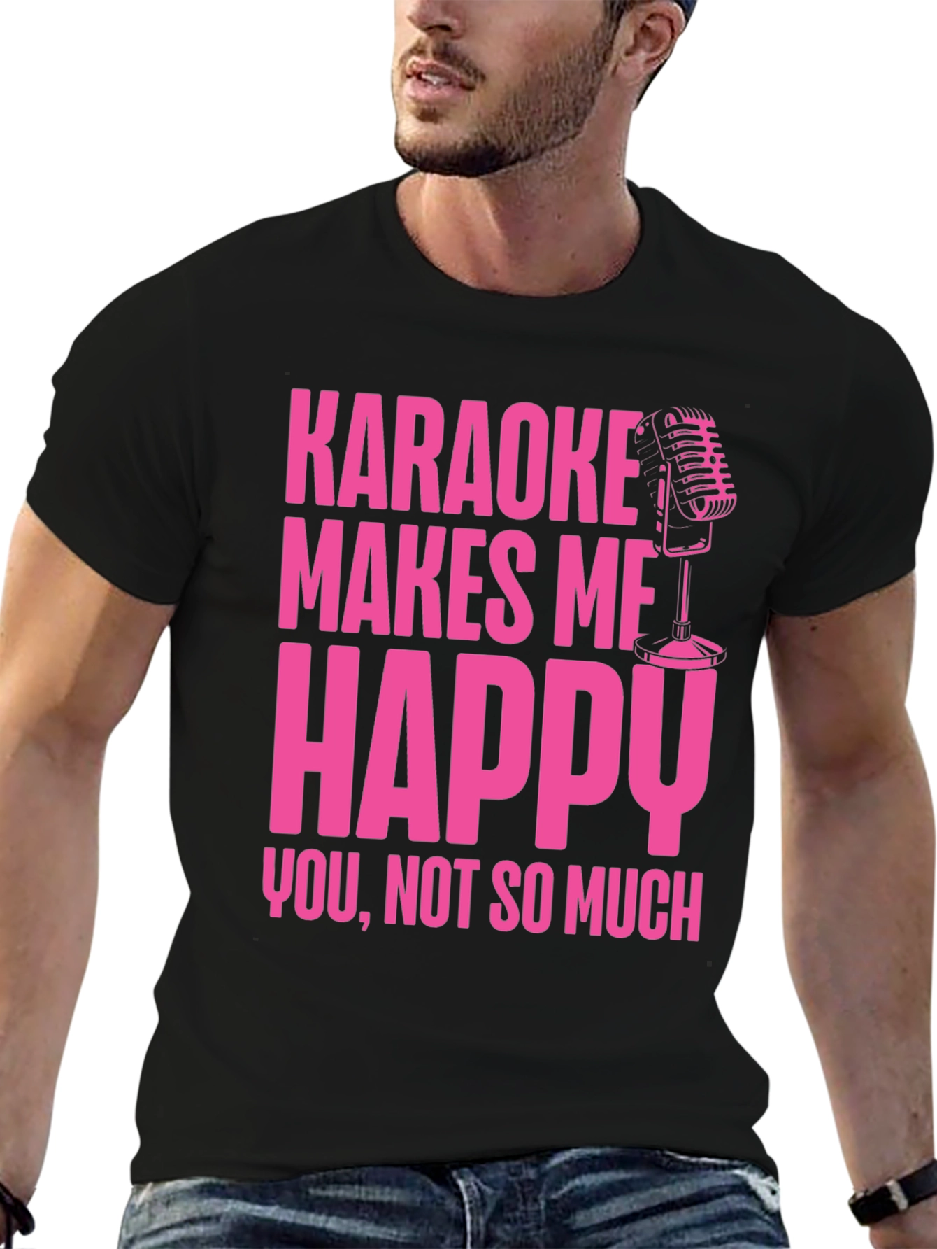 Black Karaoke Makes Me Happy T-Shirt view 6