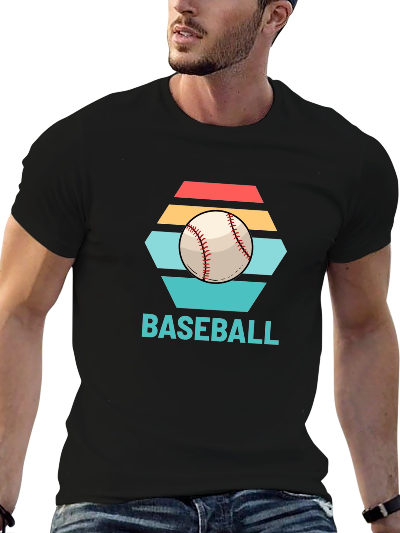 Black Baseball Graphic Tee - Retro Style view 6