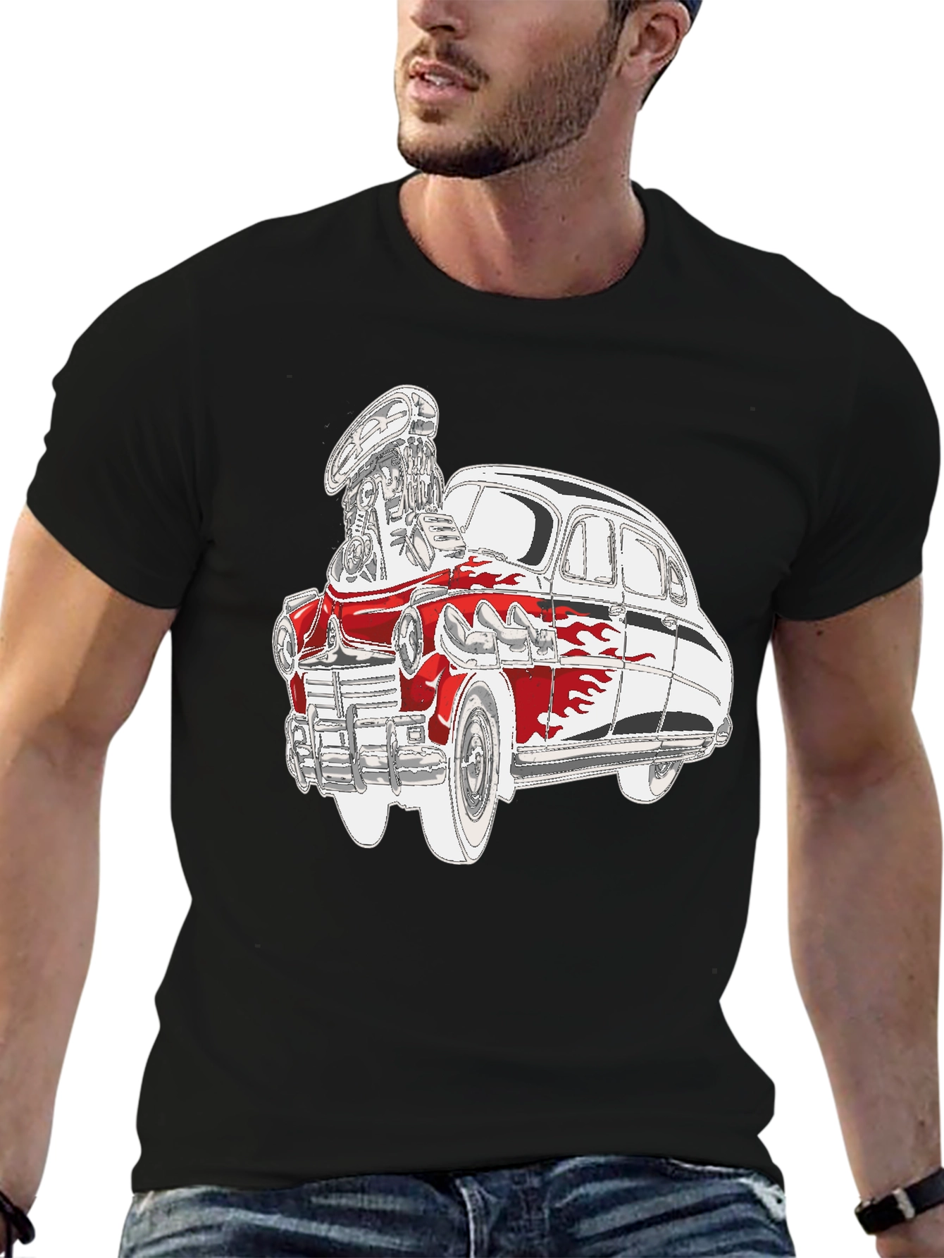 Black Vintage Car Graphic Tee view 6