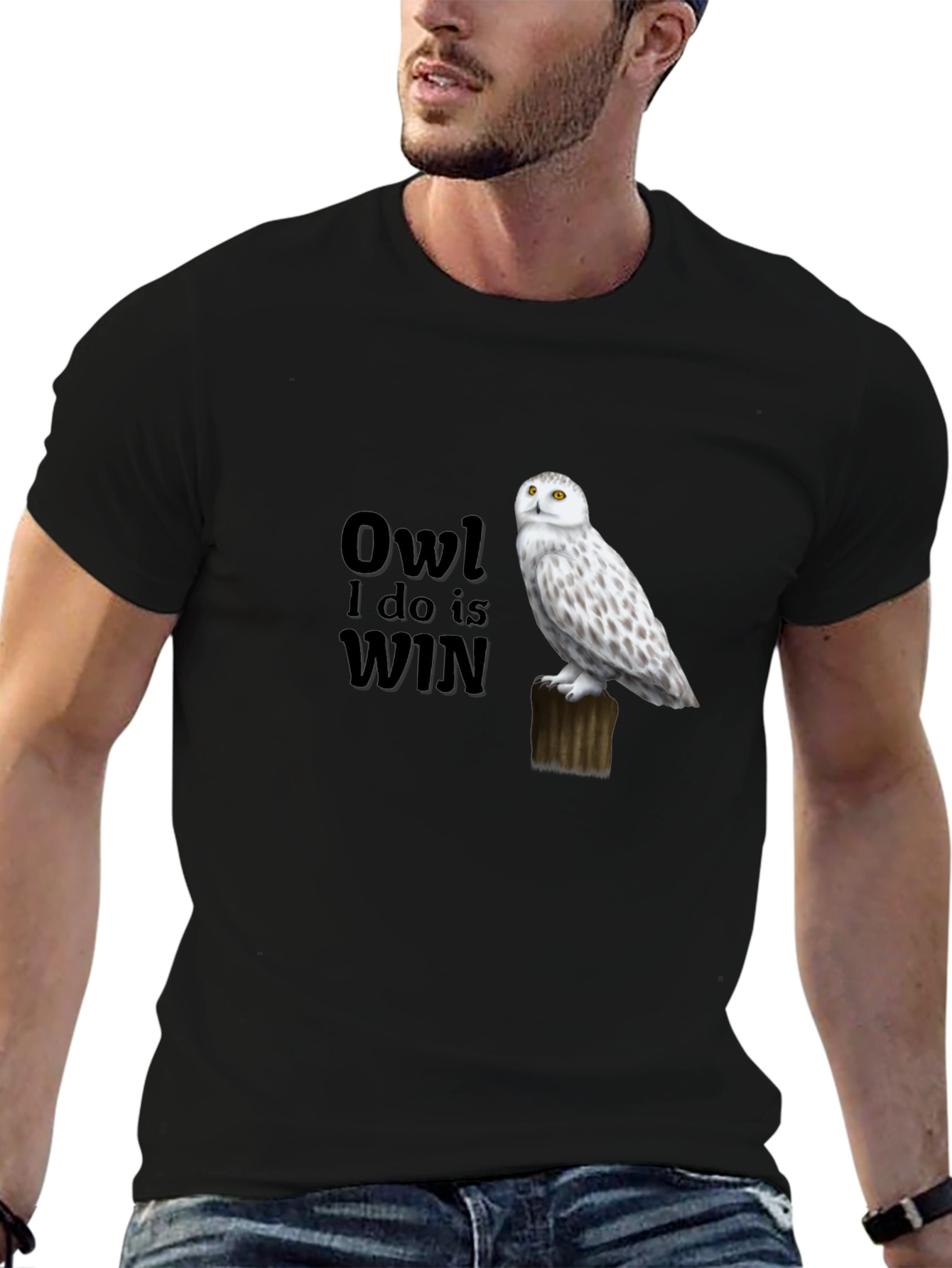 Black Owl I Do is Win Graphic T-Shirt view 6