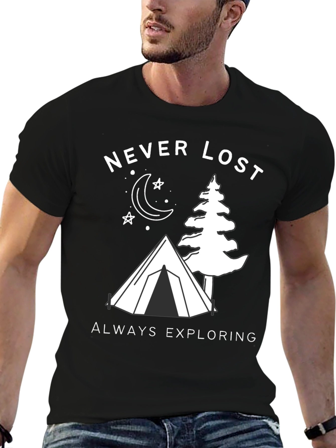 Black Never Lost Exploring Graphic T-Shirt view 6