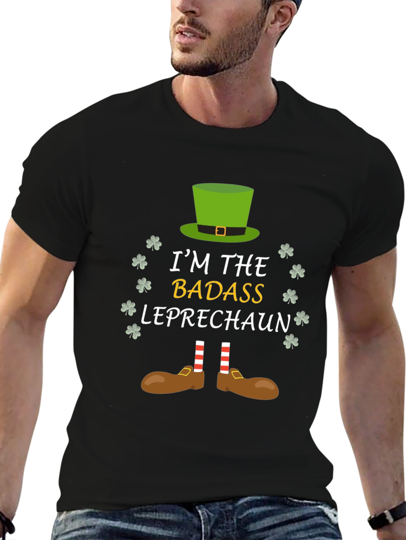 Black Badass Leprechaun St. Patrick's Day T-Shirt view 6
