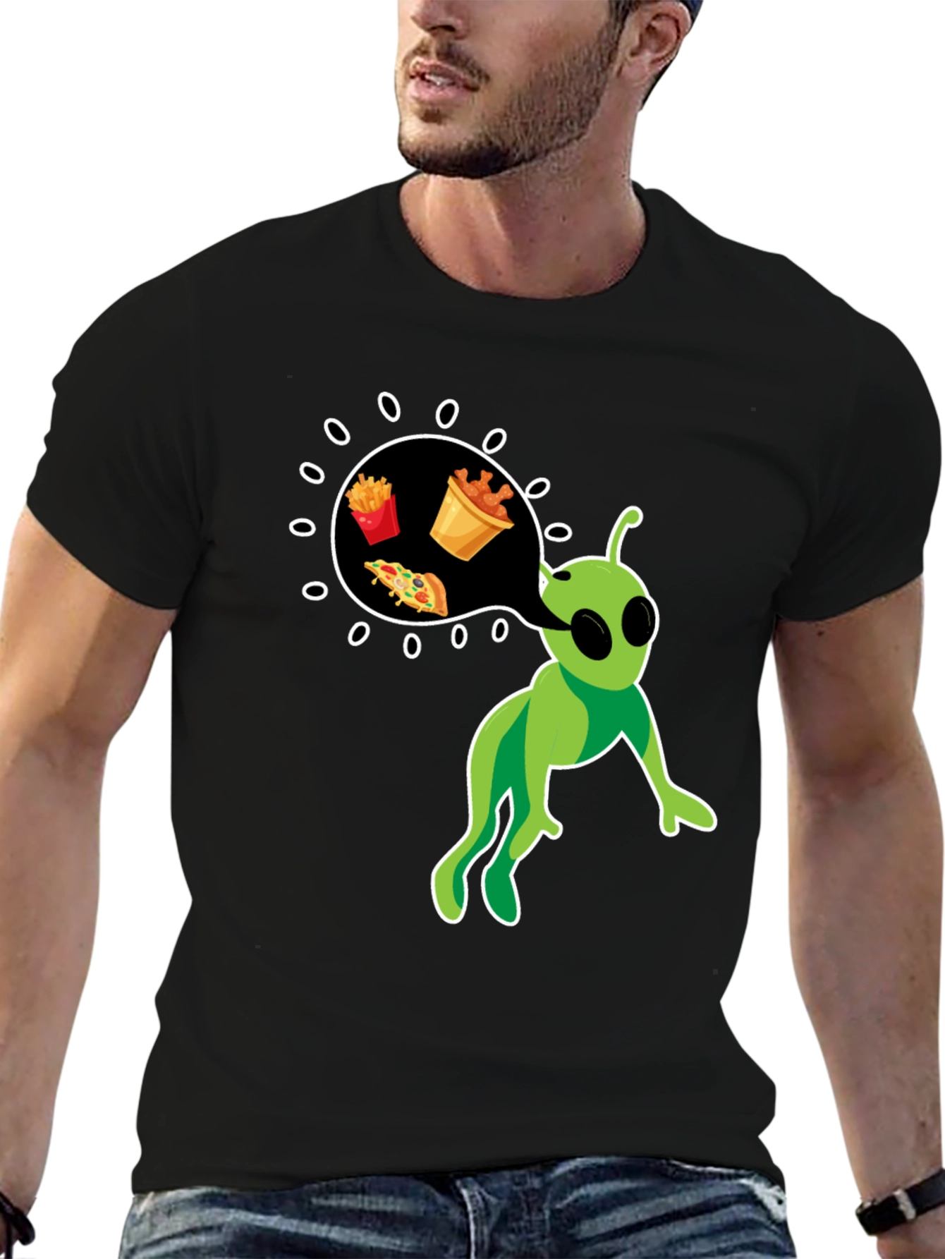 Black Alien Foodie T-Shirt view 6