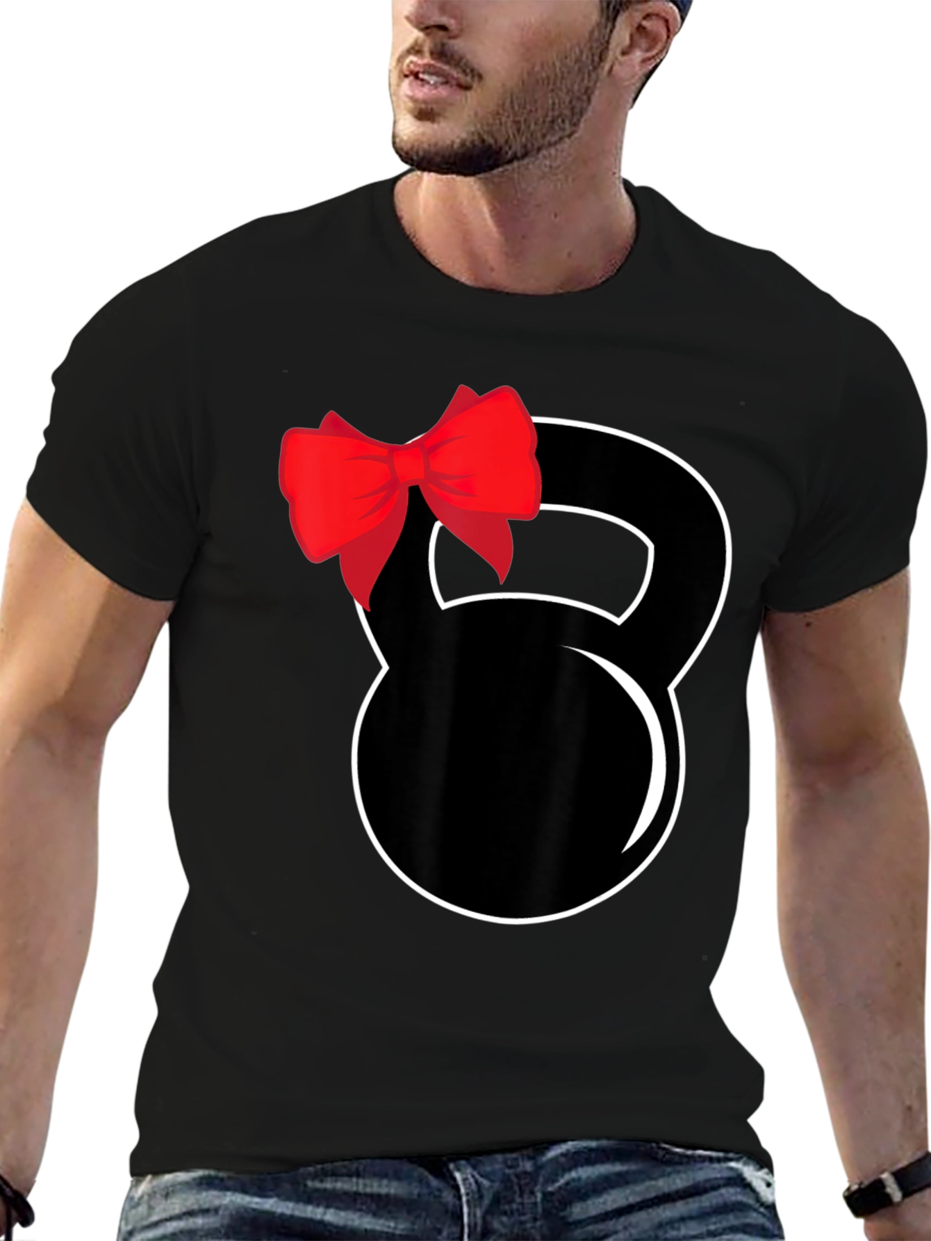 Black Kettlebell Bow Black T-Shirt view 6