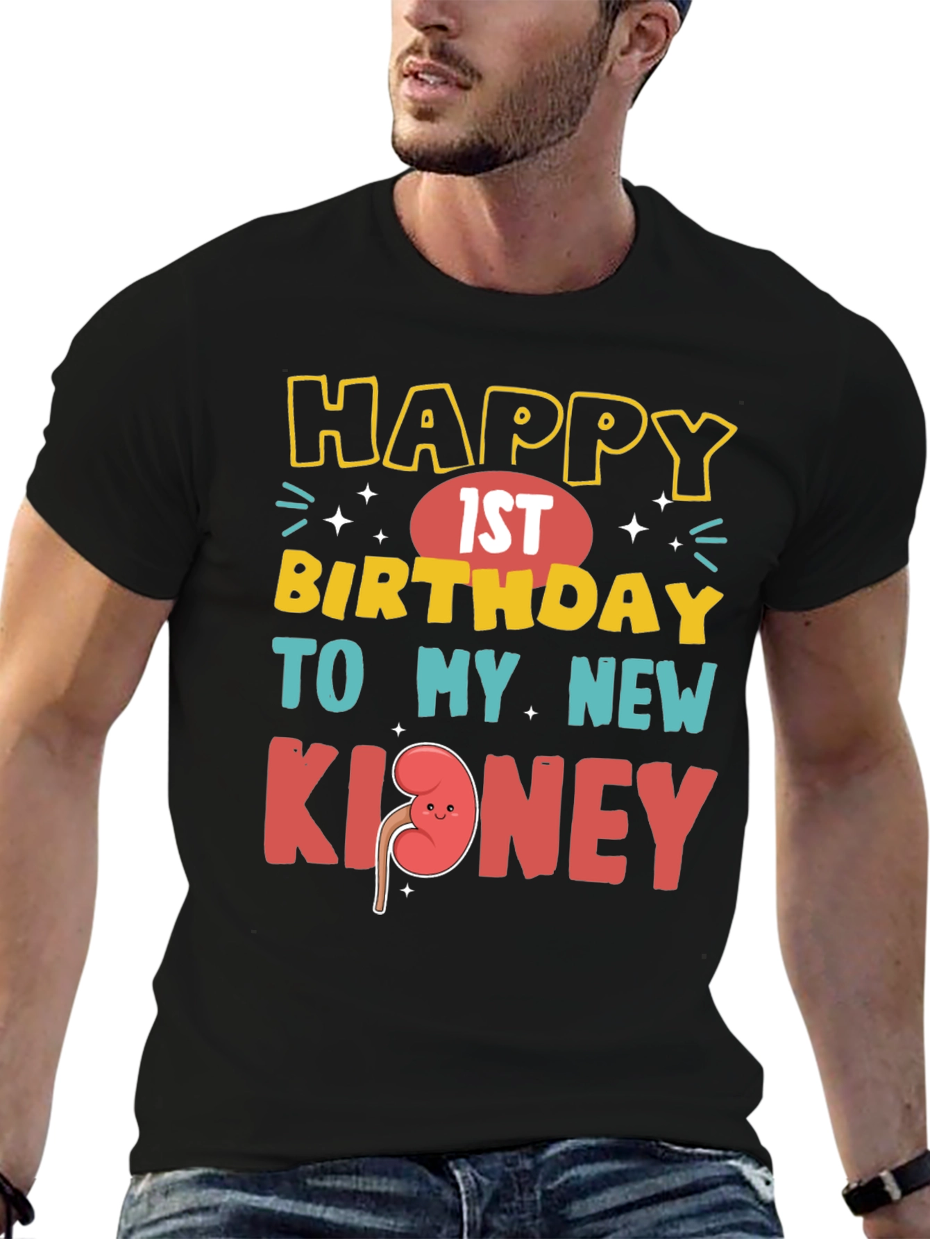 Black Funny 1st Birthday New Kidney T-Shirt view 6