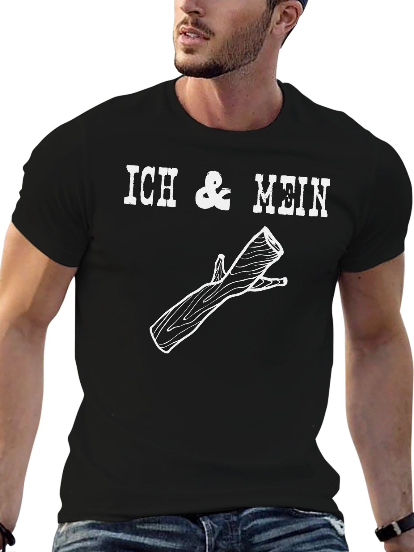 Black Ich & Mein Wood T-Shirt - Funny German Humor Tee view 6