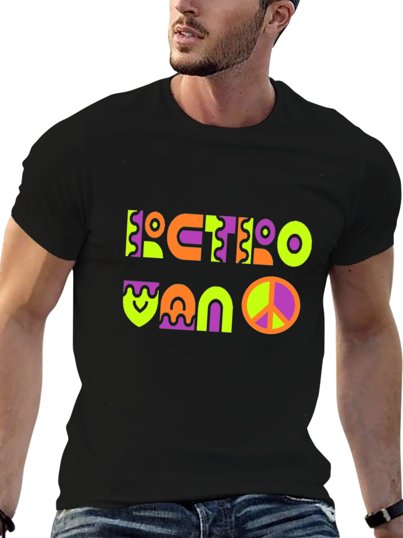 Black Retro Vano T-Shirt - Funky Graphic Tee view 6